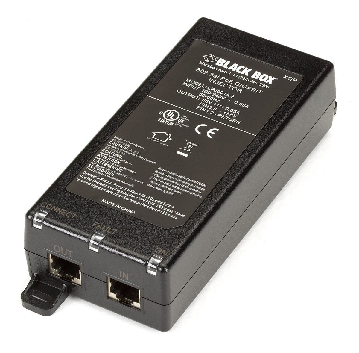 Black Box Network Services 802.3Af Poe Gigabit Injector, 1-Port