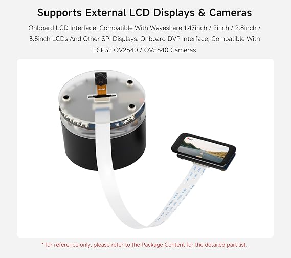 ESP32-S3 AI Smart Speaker Development Board, Support AI Speech Interaction, Dual Digital Microphone Array, Noise Reduction and Echo Cancellation, Support External Display & Camera, No Battery