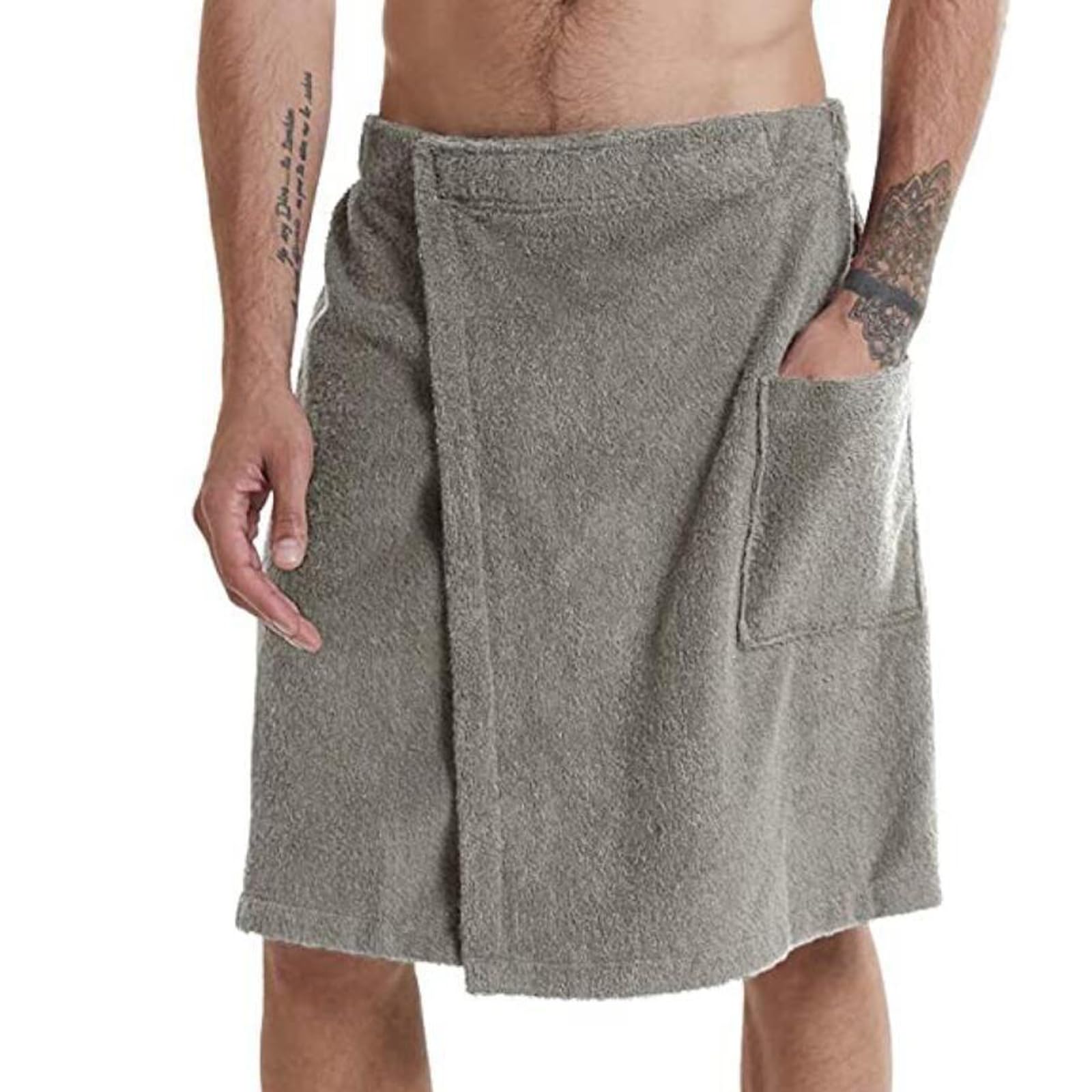 Men Boys Soft Wearable Bath Towels Elastic Band Adjustable Body Wrap Towel High Hydroscopicity Bathroom Gym Pool Beach Spa Bathing Shower Cover Up Wrap Around Towel with Pocket