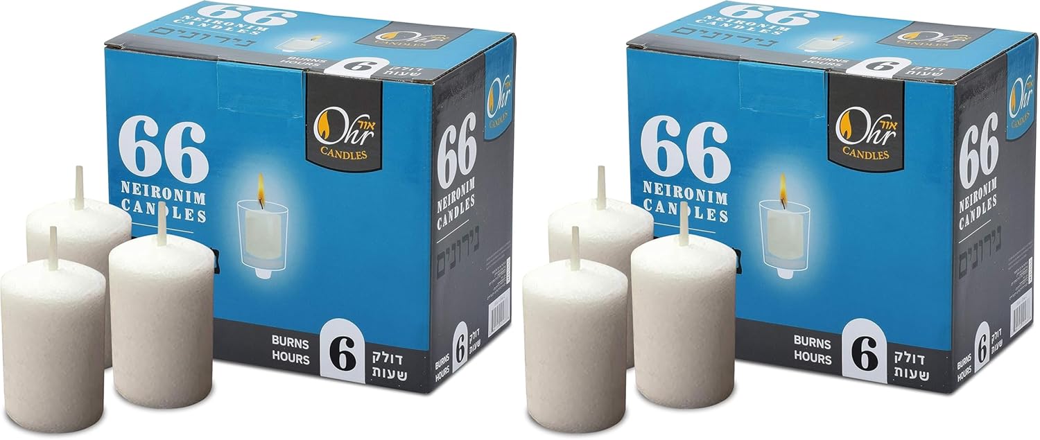 OHR CANDLES Ohr 6 Hour Neironim Candles, Shabbat and Small Votive Wax Candle, 66 Count (Pack of 2)