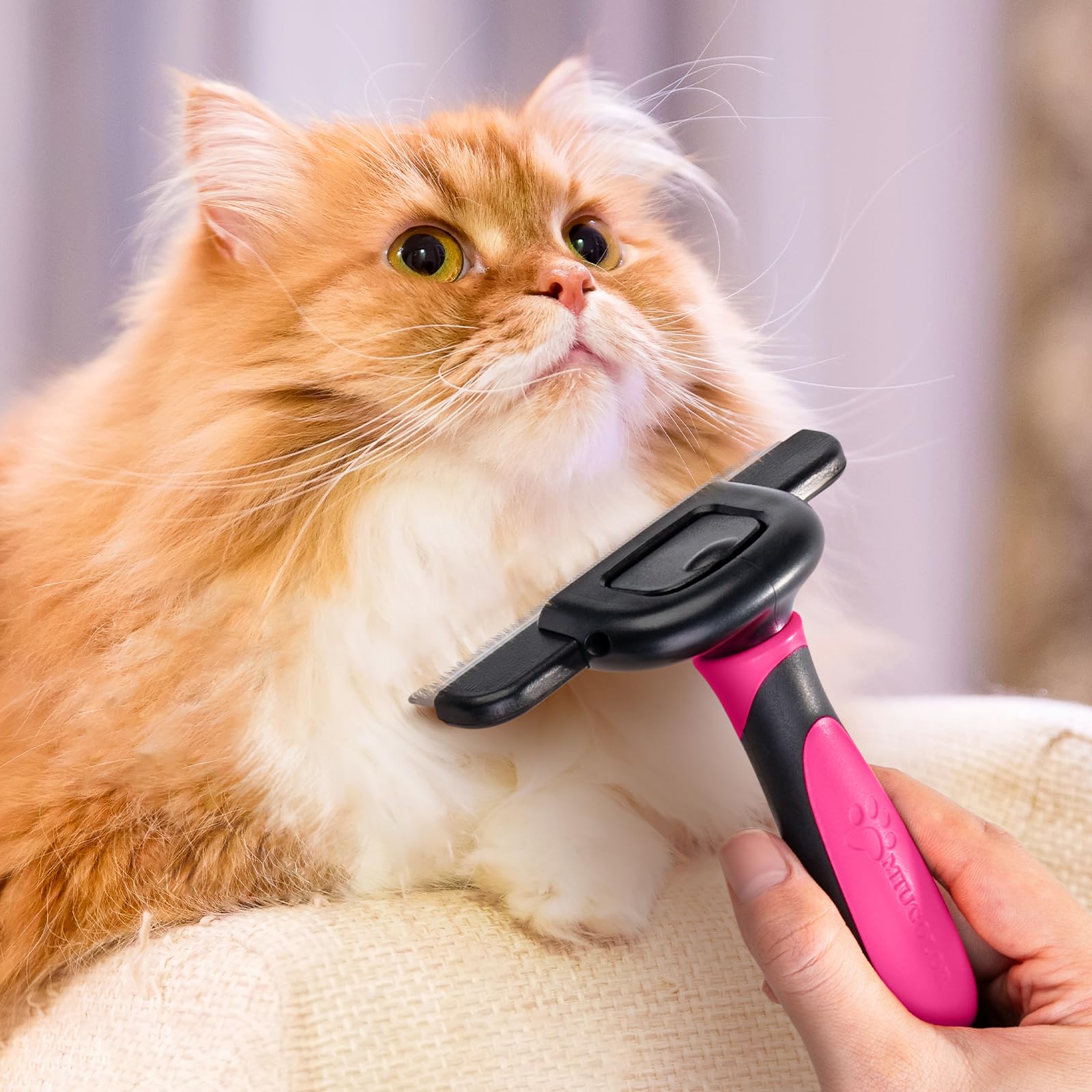 MIU COLOR Fellpflegebürste für lange Haare, Enthaarungswerkzeug für mittelgroße und große Hunde und Katzen, reduziert effektiv Haarausfall um bis zu 95 % für Tierhaare, Rosa