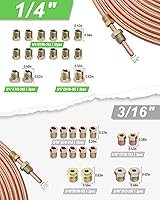 Vista 3 de Kit de línea de freno con revestimiento de cobre de 25 pies y 1/4 pulgadas (incluye 16 accesorios y 4 uniones de línea de freno) + kit