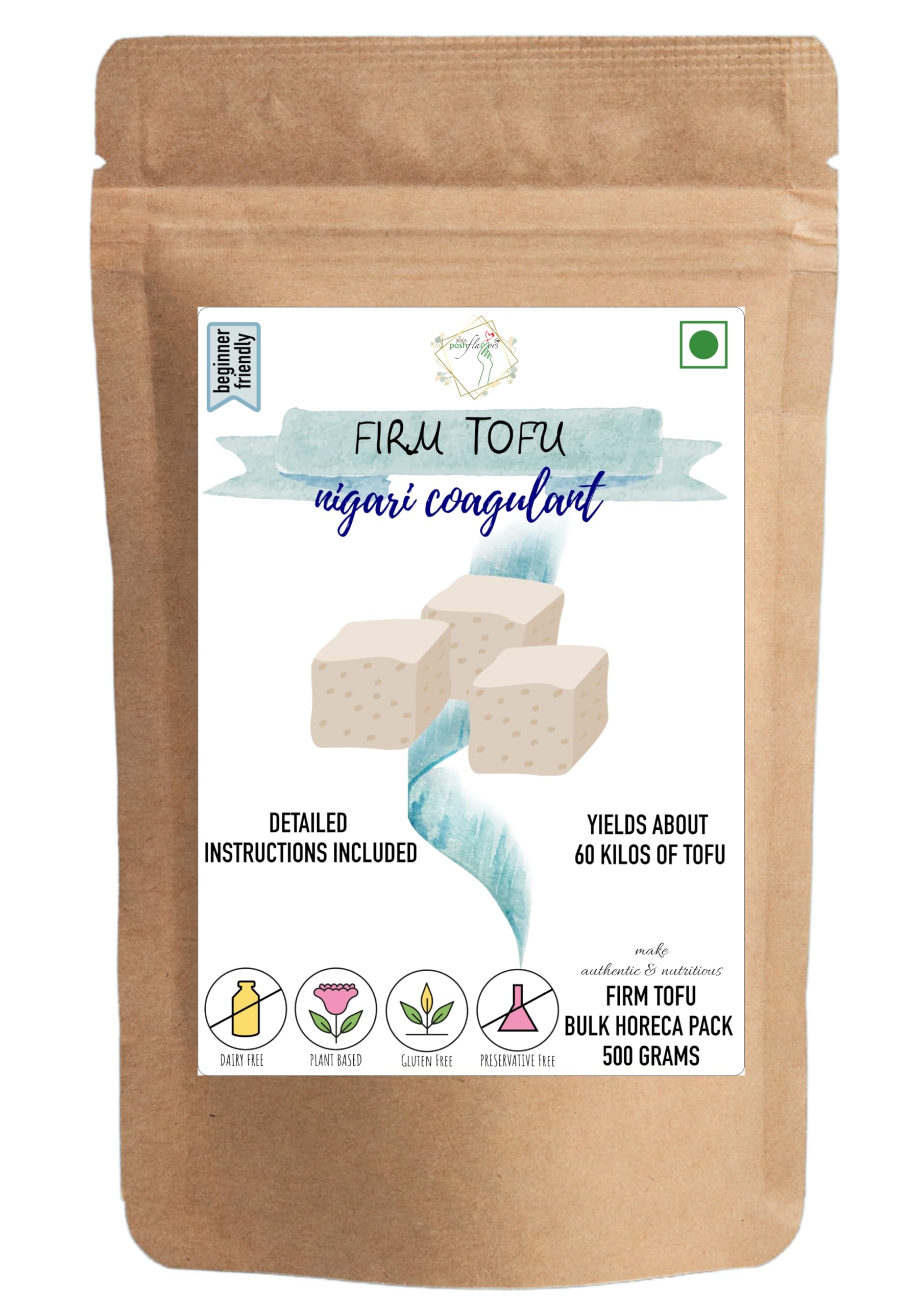 Alla's Posh Flavors® Nigari Firm Tofu Coagulant | Natural Seawater Magnesium Chloride Flakes | Lab Tested Food Grade | Makes Up to 3 kg Firm Tofu | High Purity, Low Dosage, High Yield | 5 Sachets — Amazon image 10
