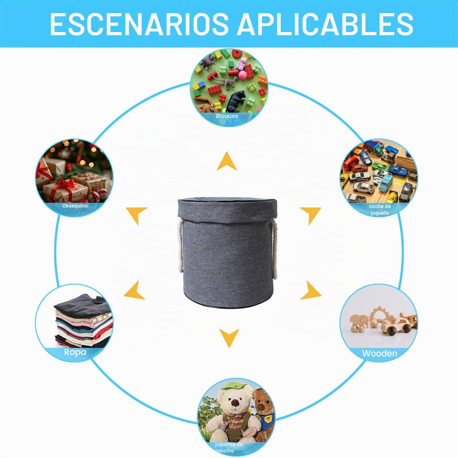 Bolsa de Almacenamiento de Juguetes, JOLY FANG Estera de Almacenamiento de Juguetes Bolsas de Organizador Juguete del niño Alfombra Organizador (Gris)