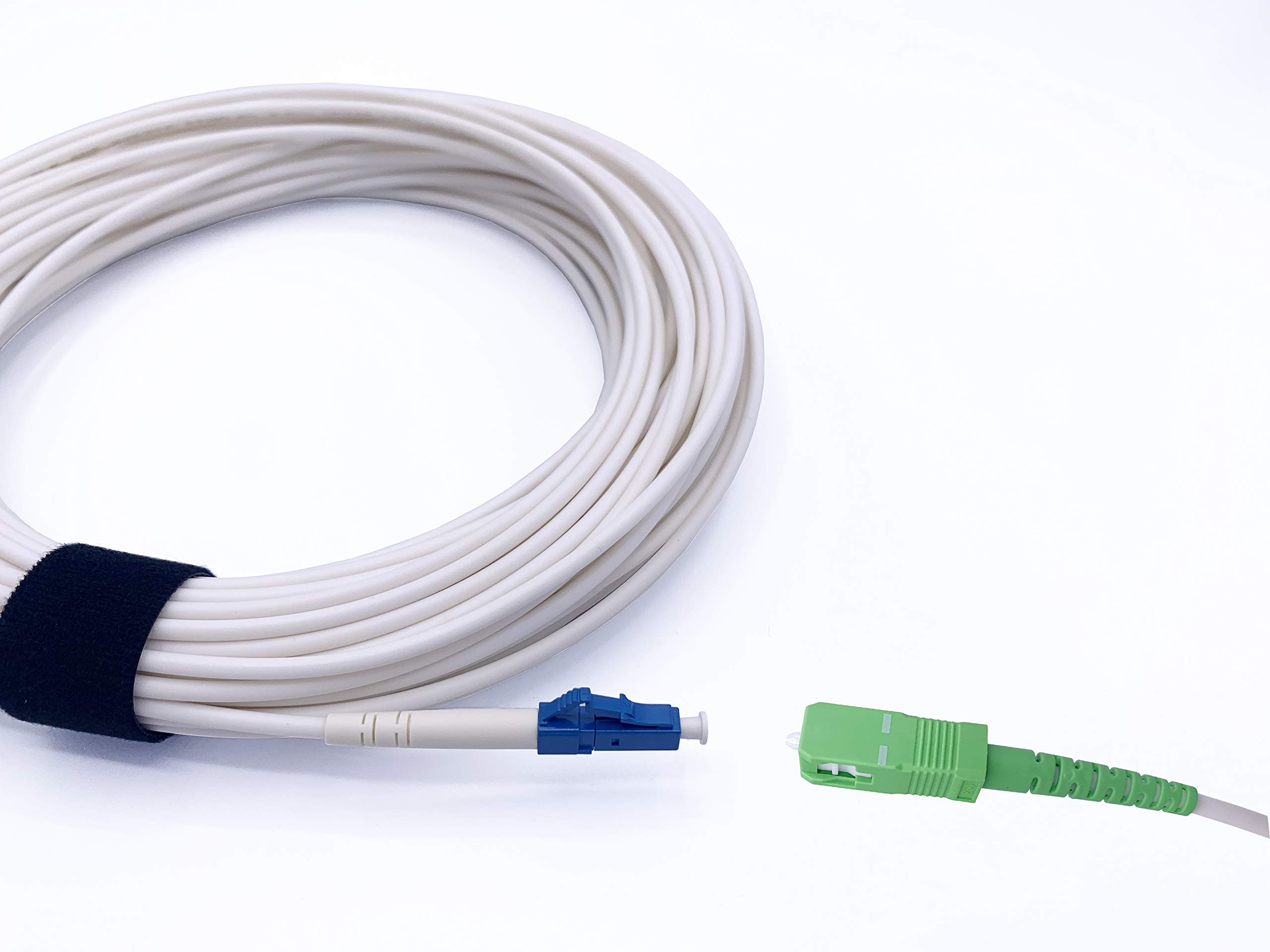 Elfcam® - Kabel światłowodowy SC/APC do LC/UPC jednoomodowy, prosty podwiązka optyczna LSZH, biały (5M)