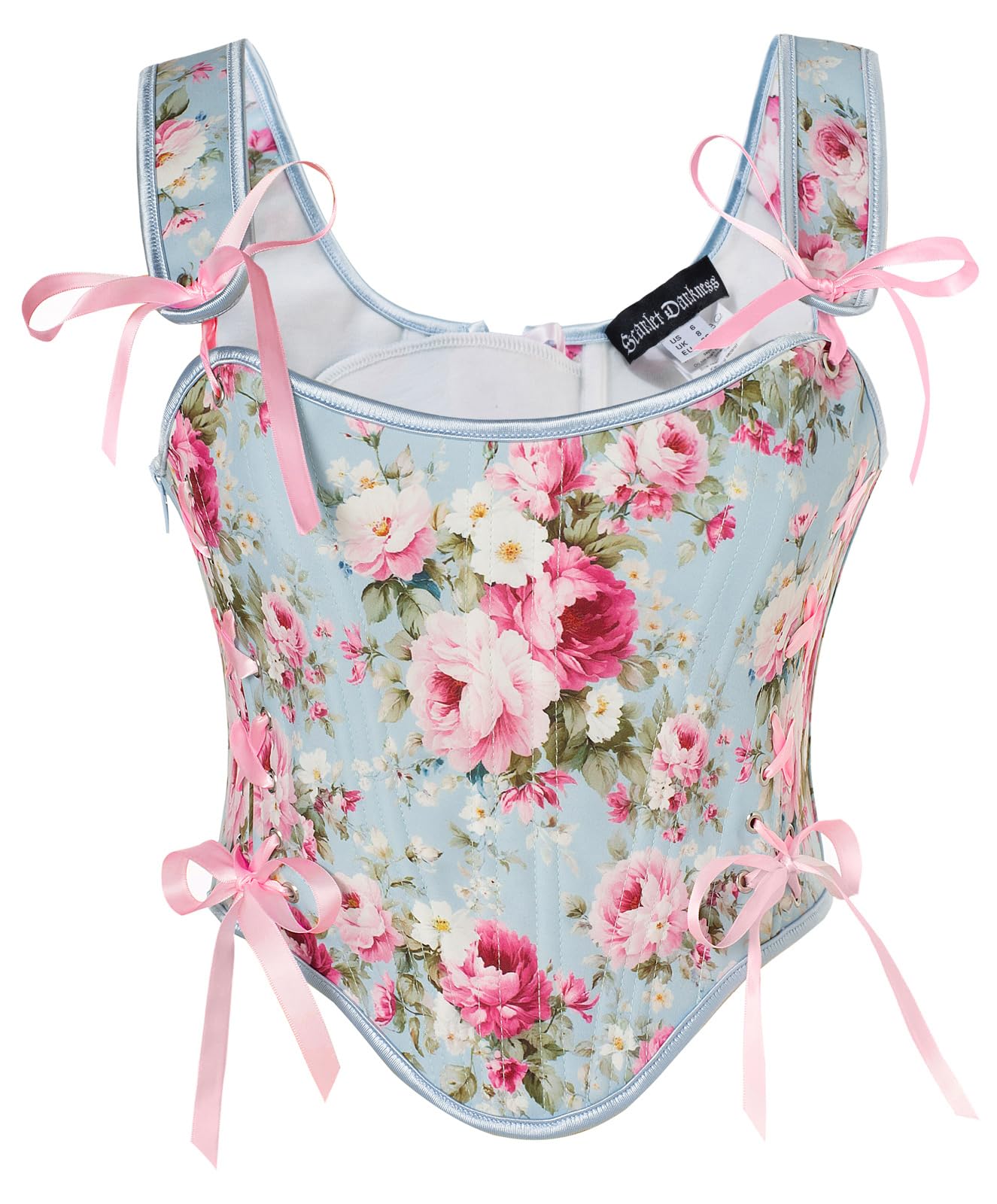 SCARLET DARKNESS Damen Renaissance Korsett Mittelalter Lace Up Blumendruck Korsage