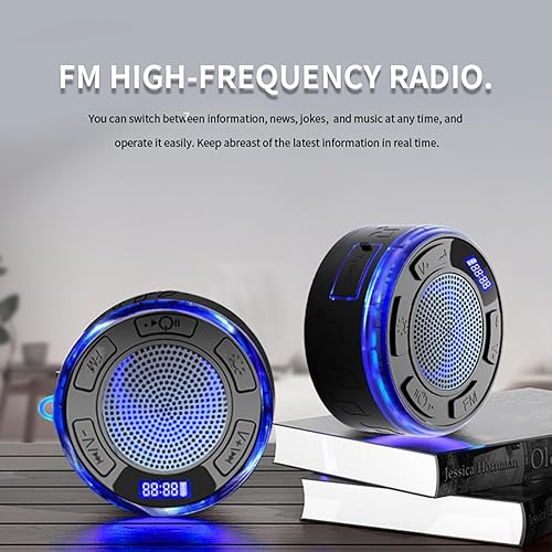 Miniatura 3 de IPX7 Waterproof Shower Speaker with RGB Light & LED Display, Portable Bluetooth 5.3 Suction Cup Radio for Bathroom Party Travel Beach Outdoor  Keeps