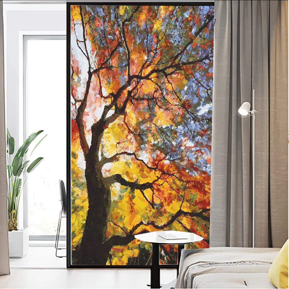 Película de Ventana Película de Ventana, Pegatina de Vidrio Esmerilado de privacidad, decoración de Pintura de árbol, Pegatina Adhesiva for el hogar Ventana Privacidad (Size : 70x120cm)