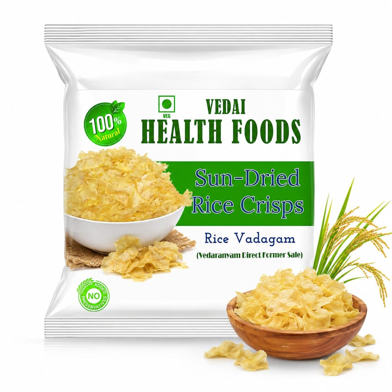 Traditional South Indian Rice Vadagam 400g Sun-Dried Rice Crisps-picture-32