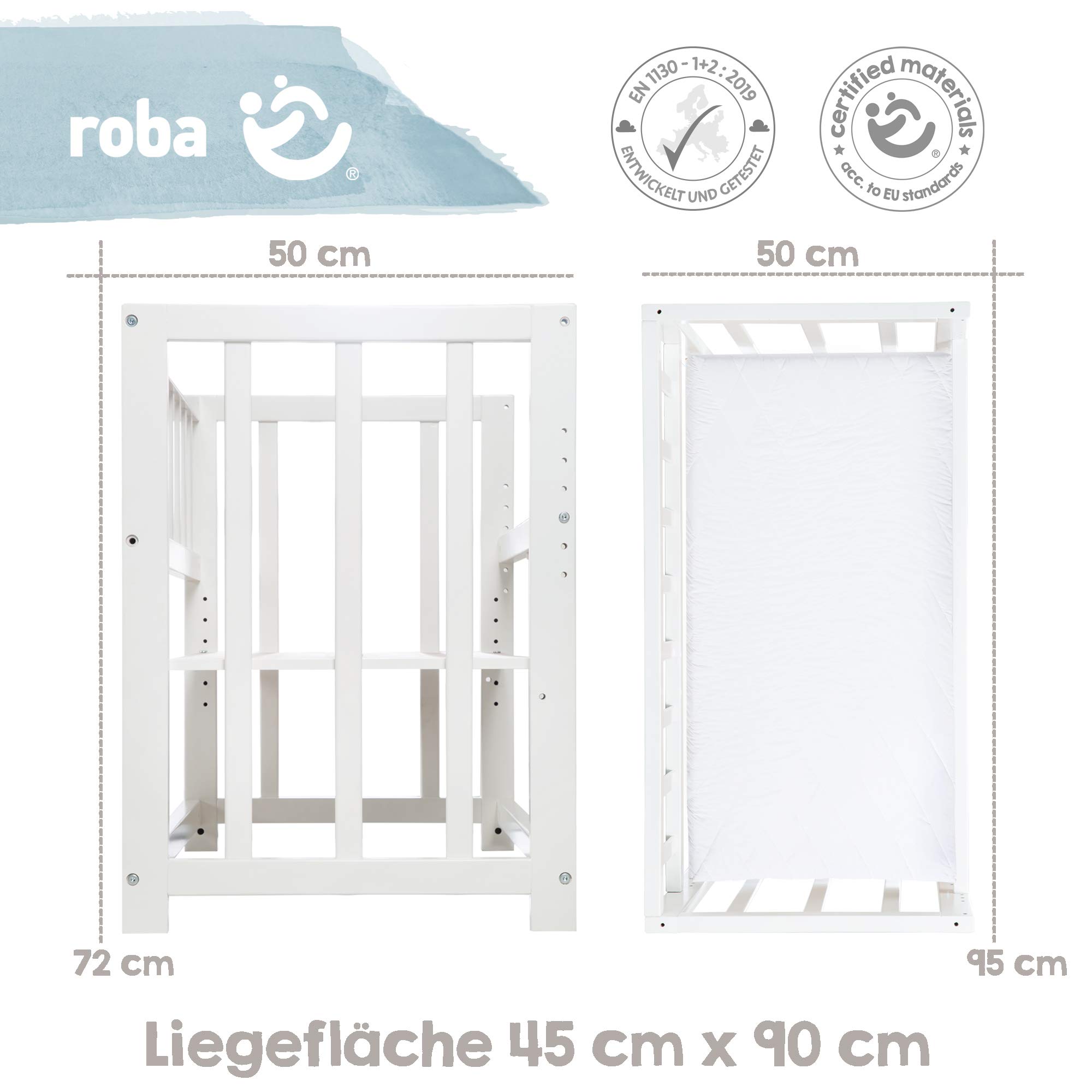 roba Culla 4 In 1, Letto Laterale 'Indibär', Lettino, Culla E Panca Per Bambini, Bianco - 16250 g