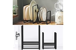 4PCS Vertical Plate Holder, Metal Dish Storage Rack, Small and Large Dish...
