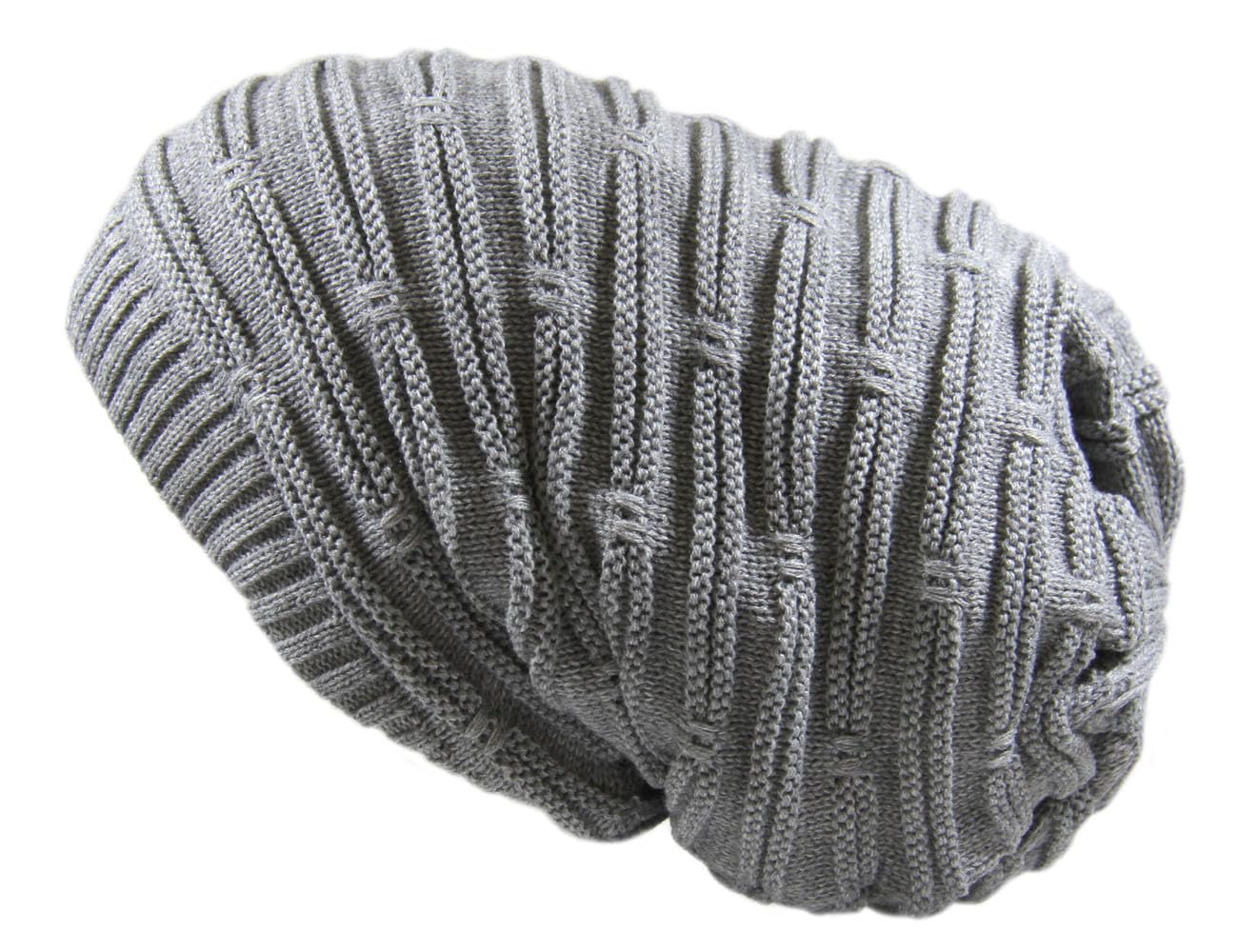 RW Rasta Stretch Long Beanie Hats, Gray, One Size-XX-Large