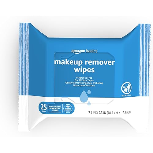 Amazon Basics Fragrance Free Makeup Remover Wipes, 25 wipes