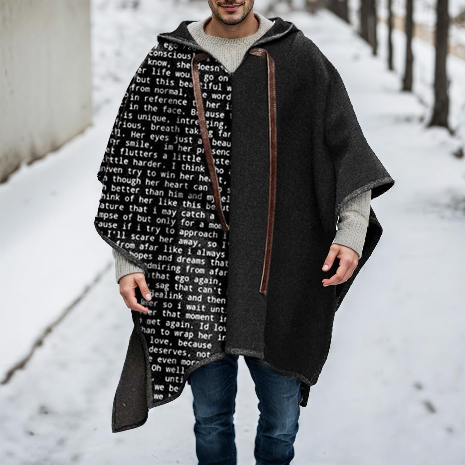 Poncho para hombre patchwork casual manta gruesa térmica capa vaquero occidental capa poncho de lana invierno chaqueta hippie alpaca sudadera hombre sin capucha toalla poncho adulto