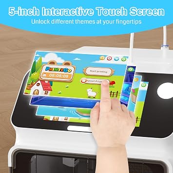 SainSmart PrintyGo 3D Printer for Kids, 600mm/s Auto Leveling Printer for Beginners with 5 Touch Screen, 1500+ Models, Child-Safe Design, Wi-Fi/App Control, Pre-Assembled for STEM Learning Gift