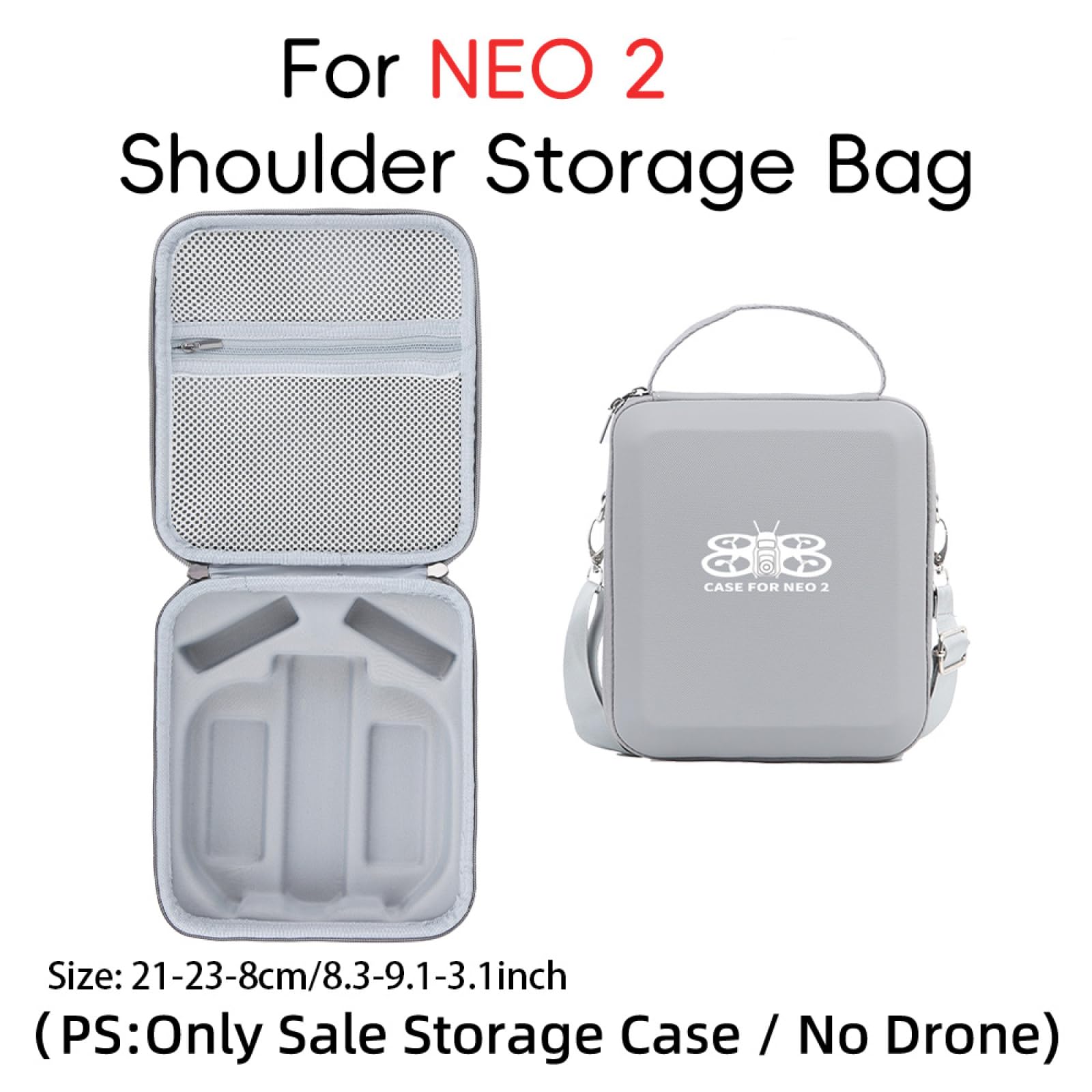 Futerał do DJI Neo 2 Fly More Combo, przenośna torba podróżna EVA do drona DJI Neo 2 z 5 pojemnością baterii i koncentratorem ładowania, odporna na wstrząsy obudowa ochronna, szary, Jeden rozmiar, Z