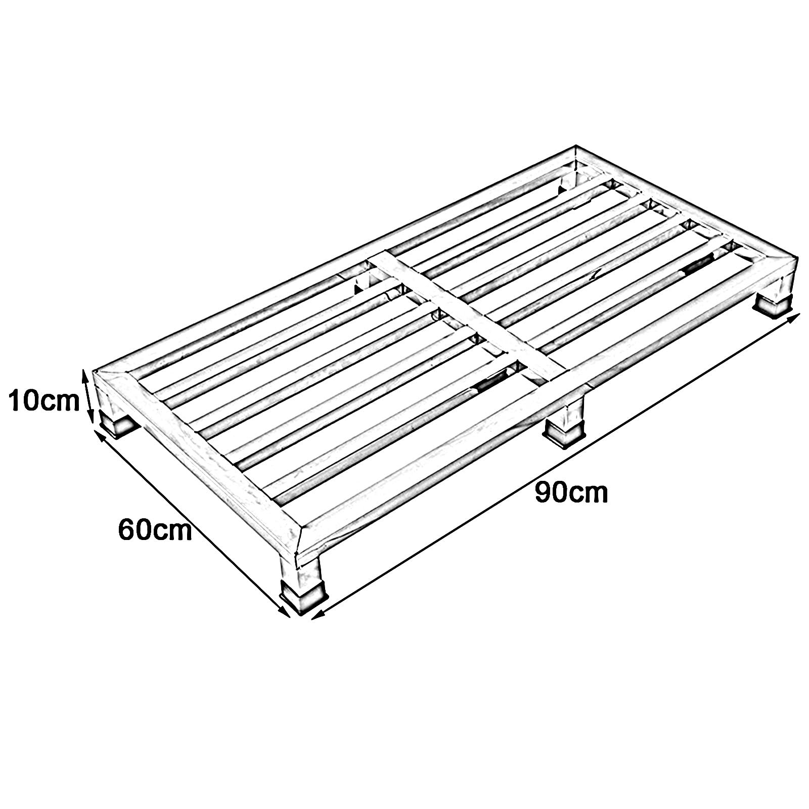 WIGING Pallet in Acciaio Inossidabile Carico Rack di Stoccaggio, Mobili Base per Elettrodomestici, Pallet da Pavimento per Magazzini Garage Cucine Negozi(60x90x10cm)