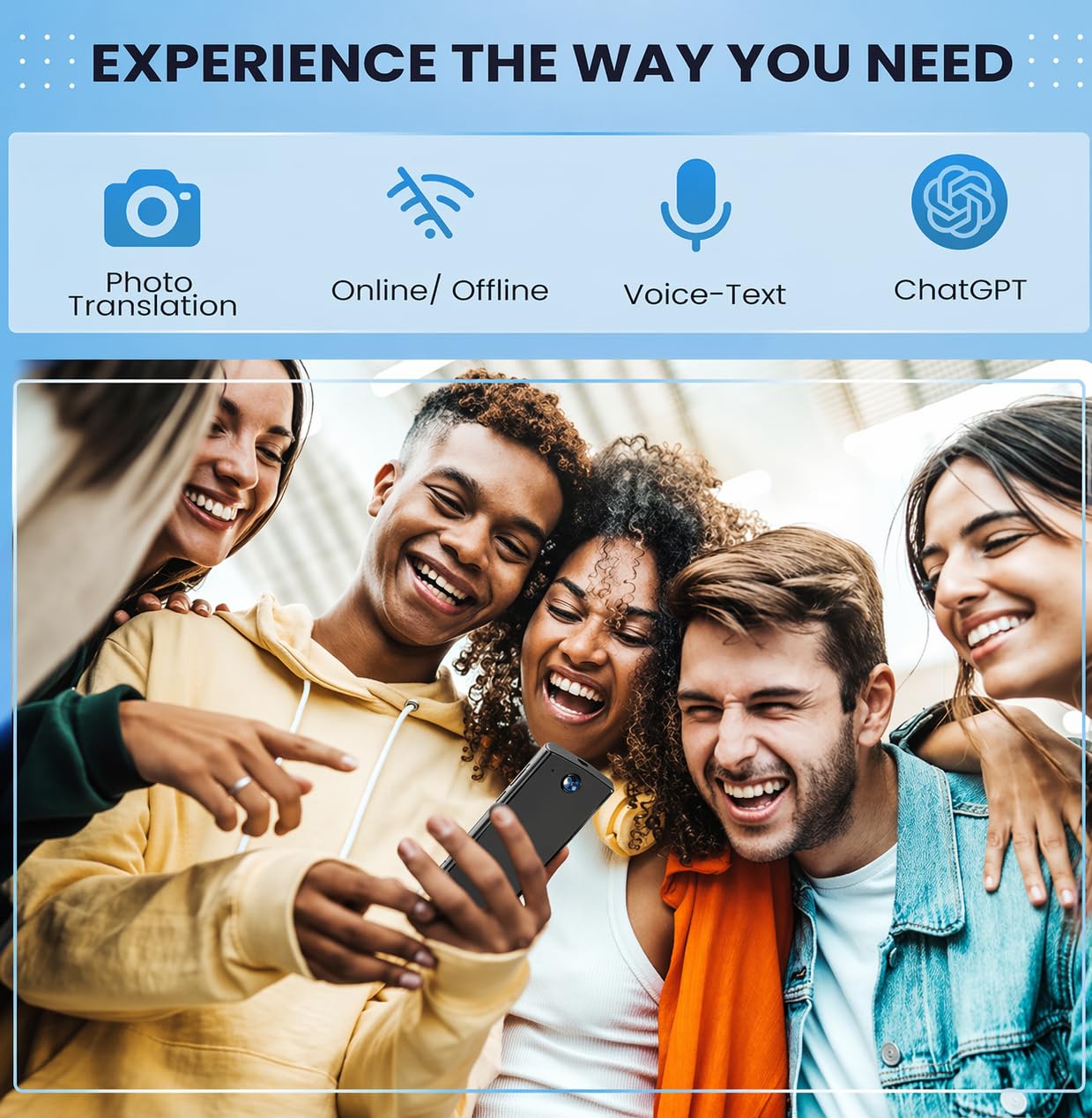Appareil de traducteur de langue AI, appareil de traducteur de texte vocal en 138 langues pour les affaires et l'apprentissage, en ligne/hors ligne/chatGPT/traduction photo