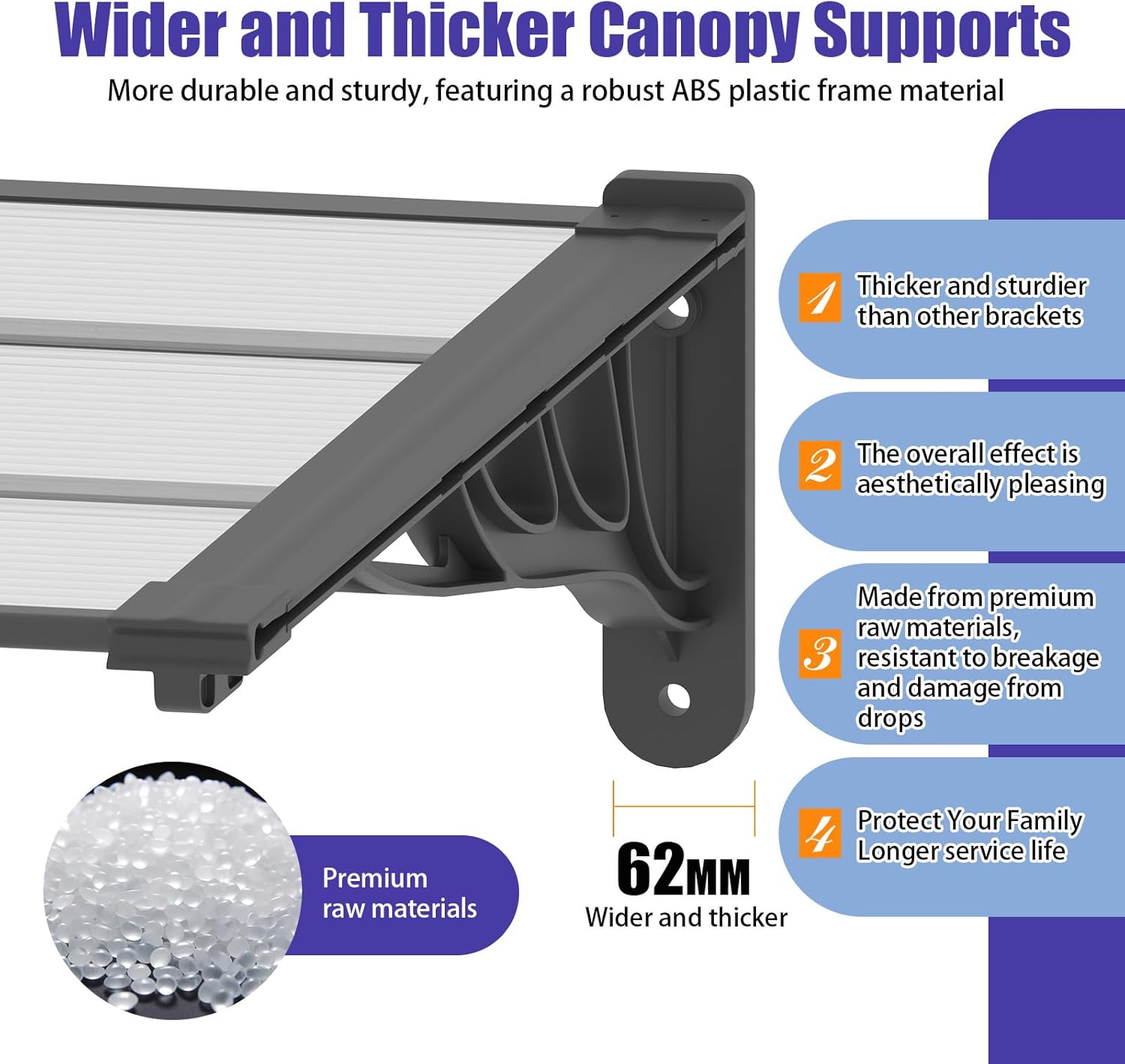 35 * 80'' Window and Door Awning Exterior, UV/Rain/Snow/Sunlight Protection Sheet,UPF 50+ Polycarbonate Overhang Canopy,House Overdoor Awnings for Door Entrance Outside/Patio/Porch/Deck