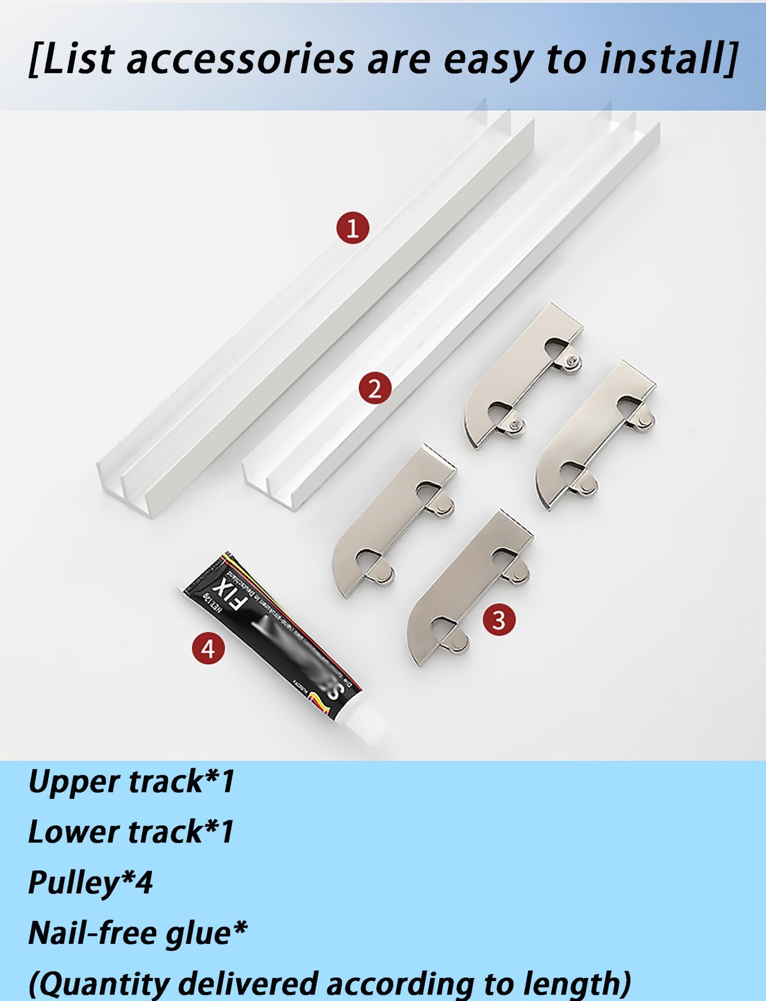Rail Coulissant pour vitrine - Rails en Aluminium à Double Canal pour Portes en Acrylique/Verre de 5 à 8 mm, Guide à rainures de Montagne avec Galets Anti-Saut (39,4 po/1 000 mm)