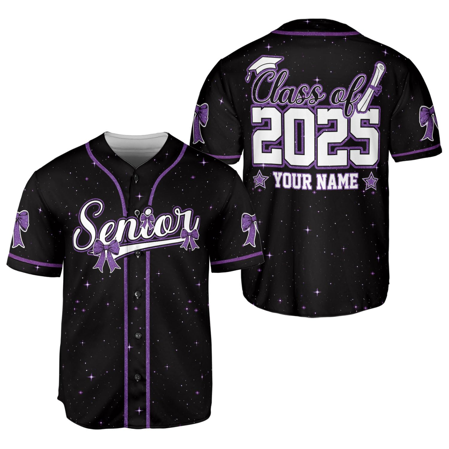 MAPrints Personalized Senior 2025 Baseball Jersey, Senior Glitter Coquette Class of 2025 Jersey, Graduation Shirt for Seniors (US, Alpha, Small, 5X-Large, Regular, Regular, Grad 1)