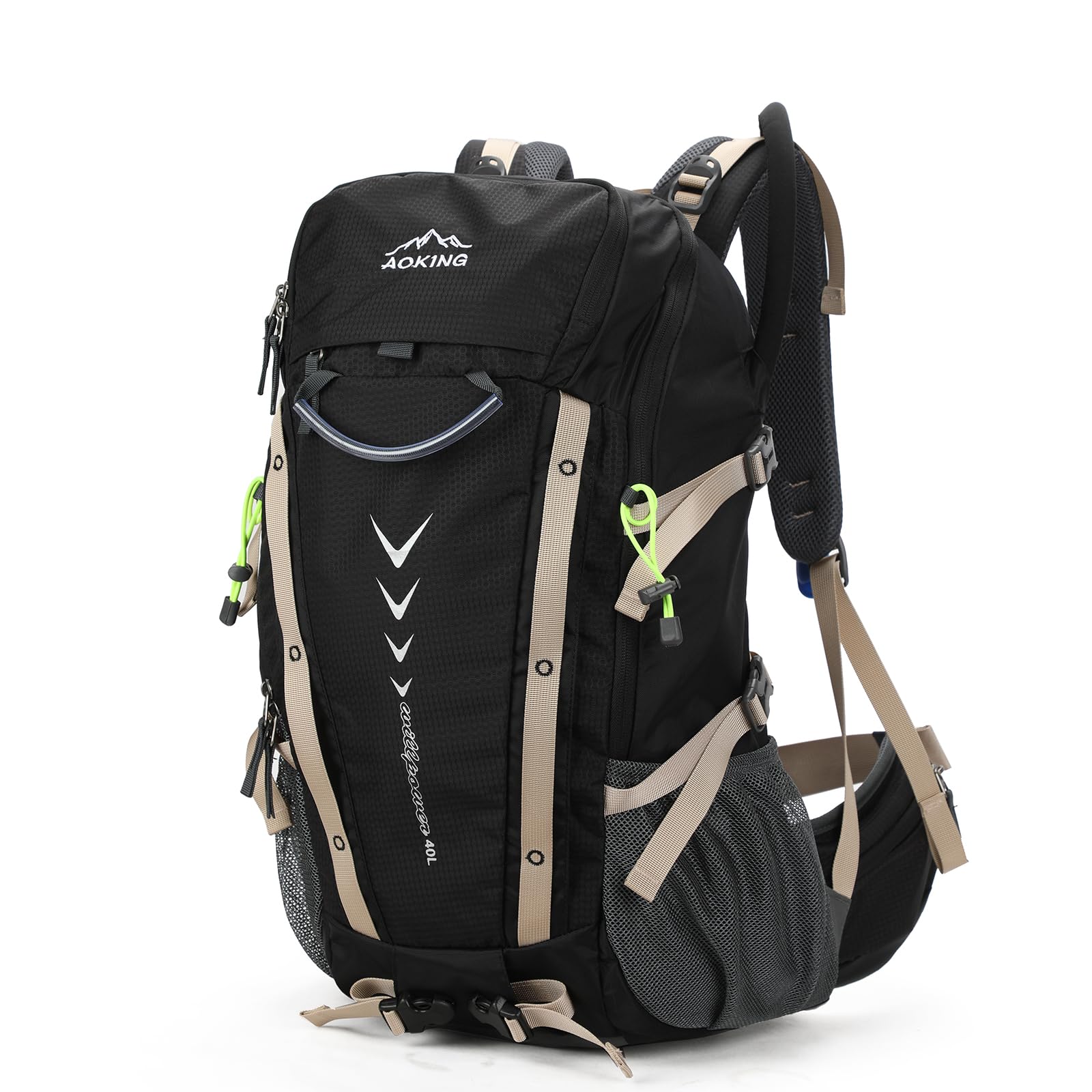 Aoking,Rucksack zum Wandern/Klettern,40L_YJN79807,50L_YJN67363,Standardelemente: abnehmbares Airflow-Mesh-Board,wasserdicht,SOS-Pfeife,Regenschutz,Optionen: Wasserblase 2 Liter,Schlafsäcke