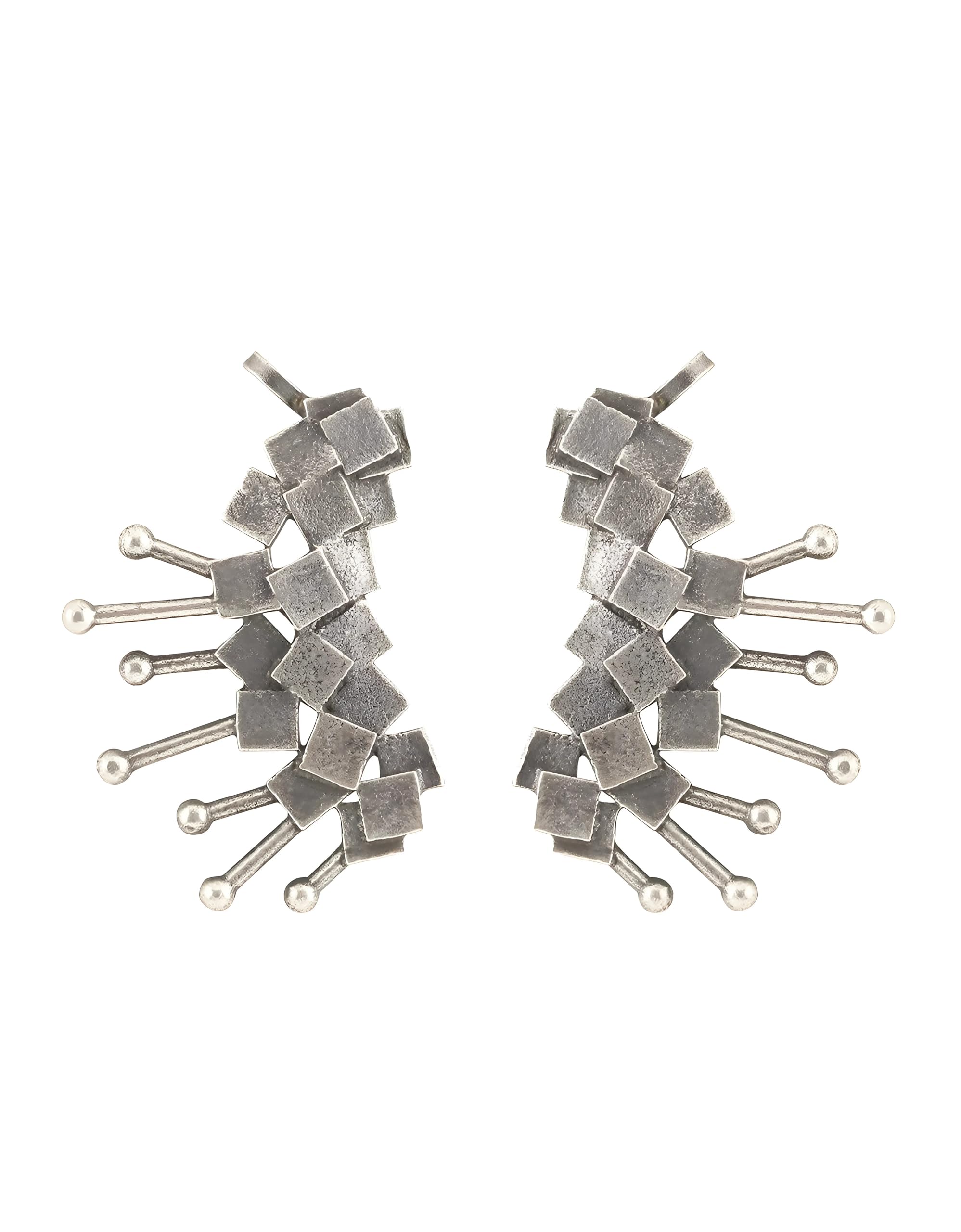 Dulcett India Ear cuffs Earrings for women & Girls | Silver Replica Earcuffs Earrings For Women & Girls | Oxidised Silver Spiked Earrings With Earrcuffs For Women and Girls | Handmade Earcuffs Earrings (B0DHHHSGLR) Amazon Price History, Amazon Price Tracker