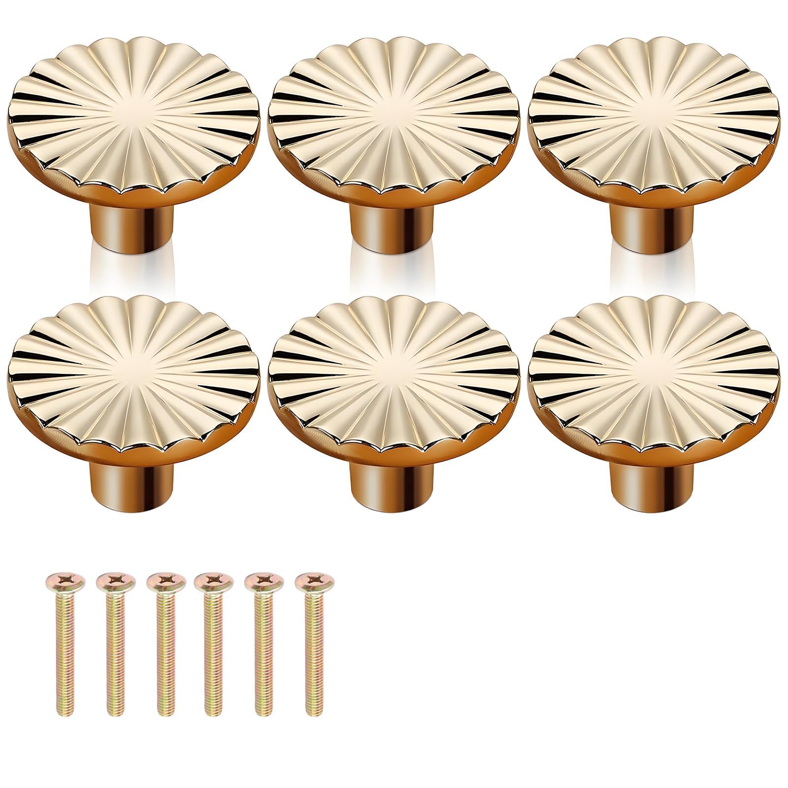6 Pcs Gold Round Single Hole Drawer Handle, Hardware With Mounting Screws | Durable Gold Round Drawer Handle & Wardrobe Handle, Single Hole Pulls Suitable For Kitchen Cupboard, Drawer, Closet-picture-12