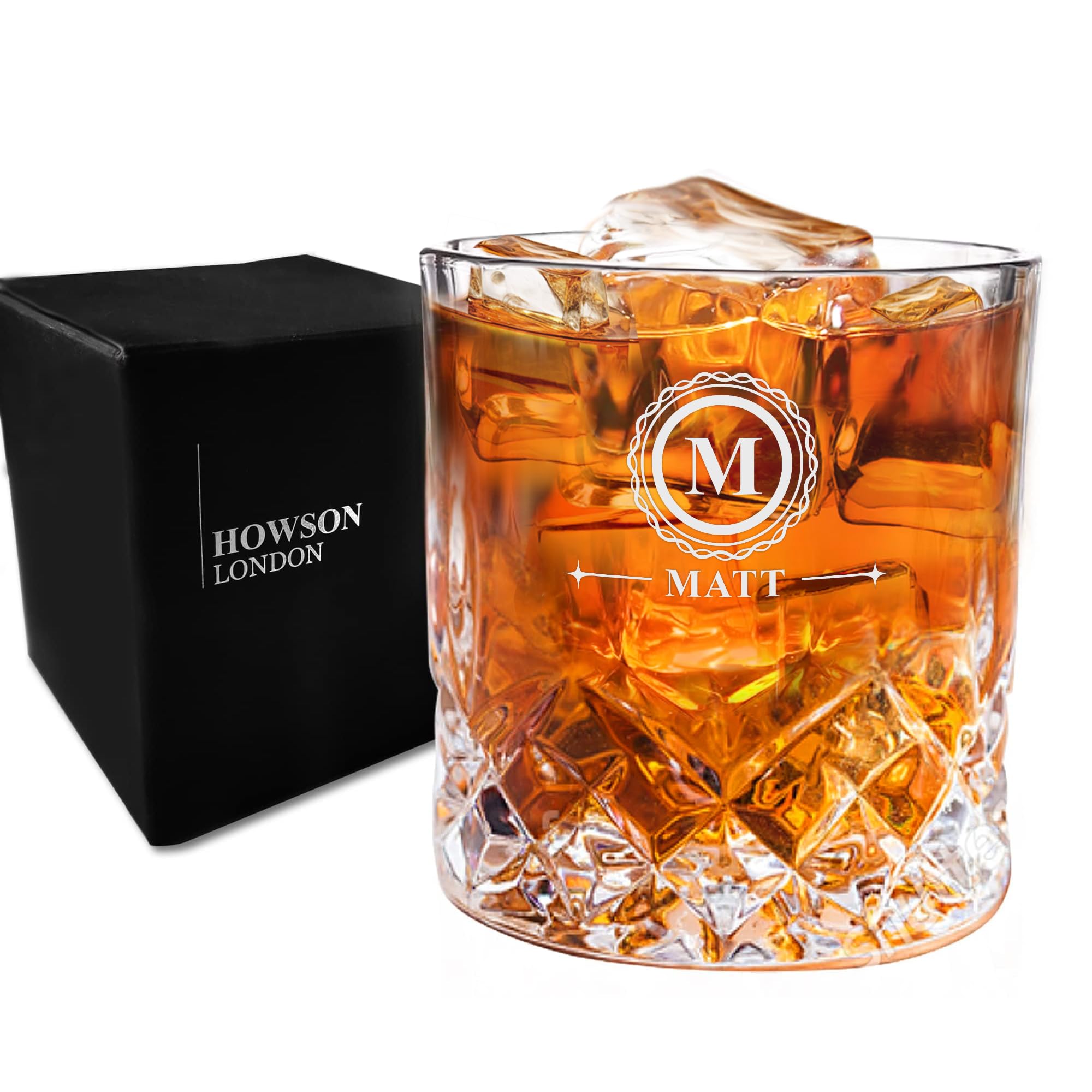 Personalised Whiskey Glass for Men, Engraved Whisky Glasses 7oz/210ml, Custom Whiskey Tumbler Glass, Personalised Gifts for Men, Gift for Groomsmen Best Man Fathers Day Birthday Christmas(Name 2) — image 1