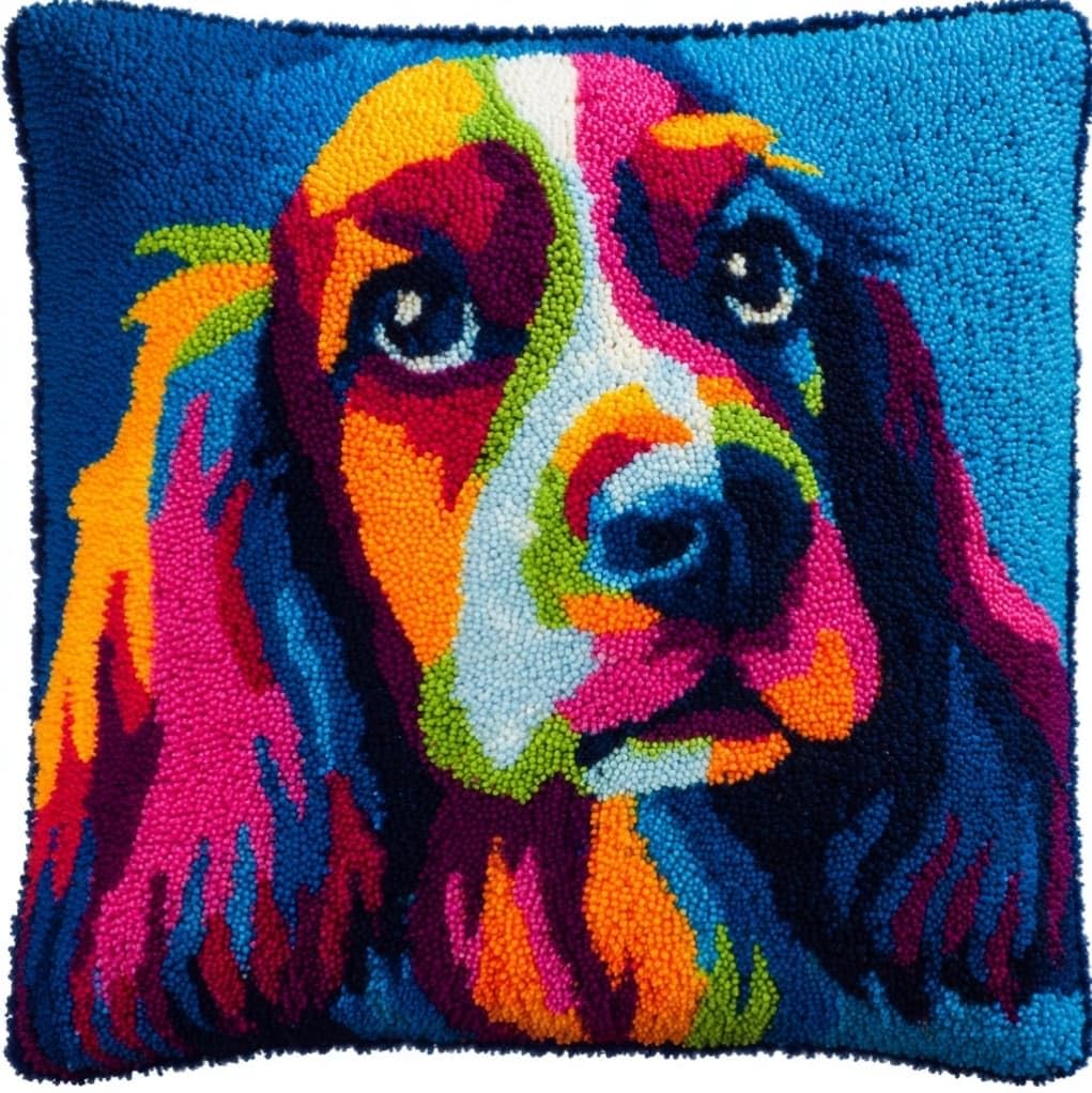 Henypt Premium Latch Hook Kit,Charles Spaniel Animal Dog