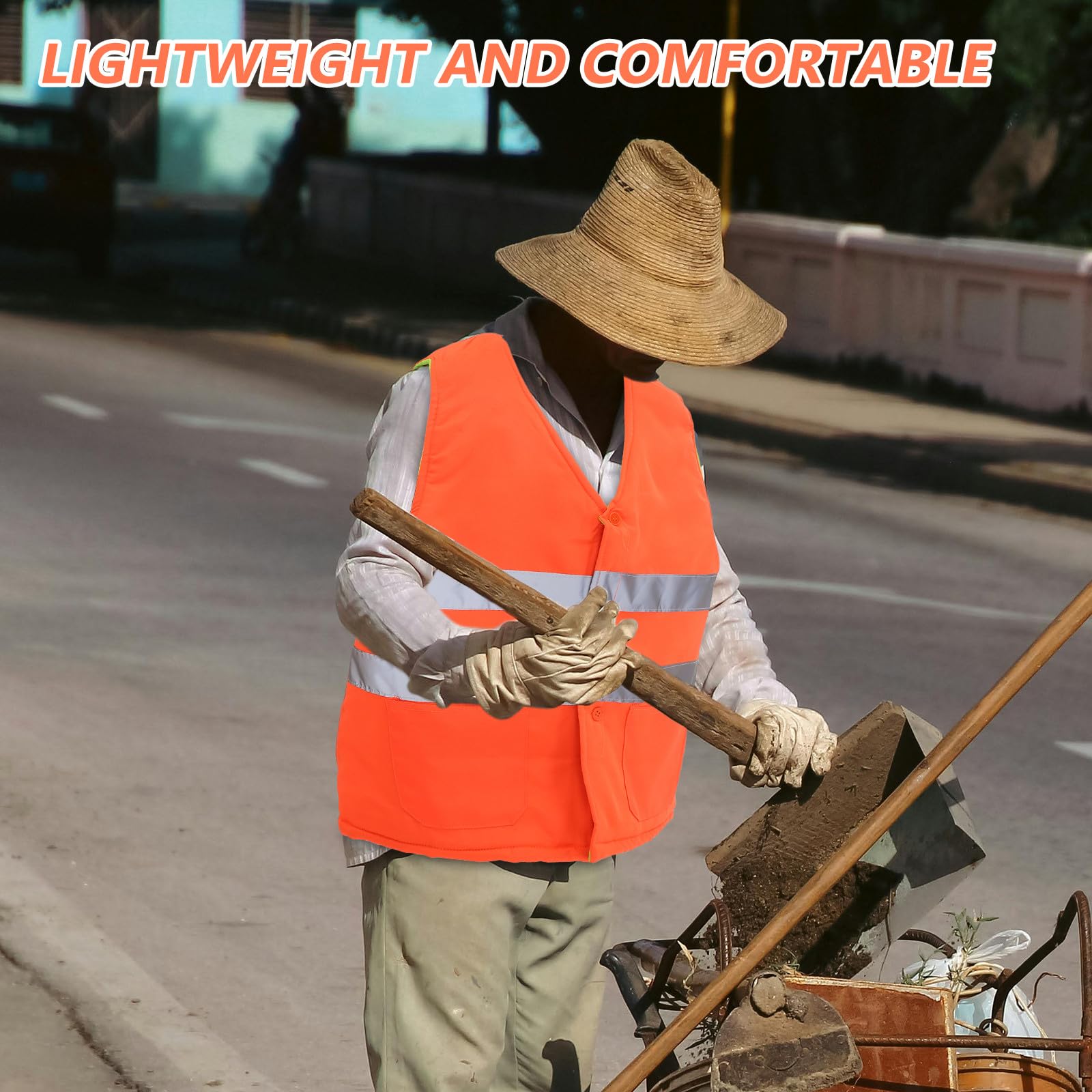 OUNONA Chaleco de seguridad de alta visibilidad para invierno - Chaleco de invierno aislante para trabajadores de la construcción con cinta reflectante - Cálido para correr, caminar y trabajos de
