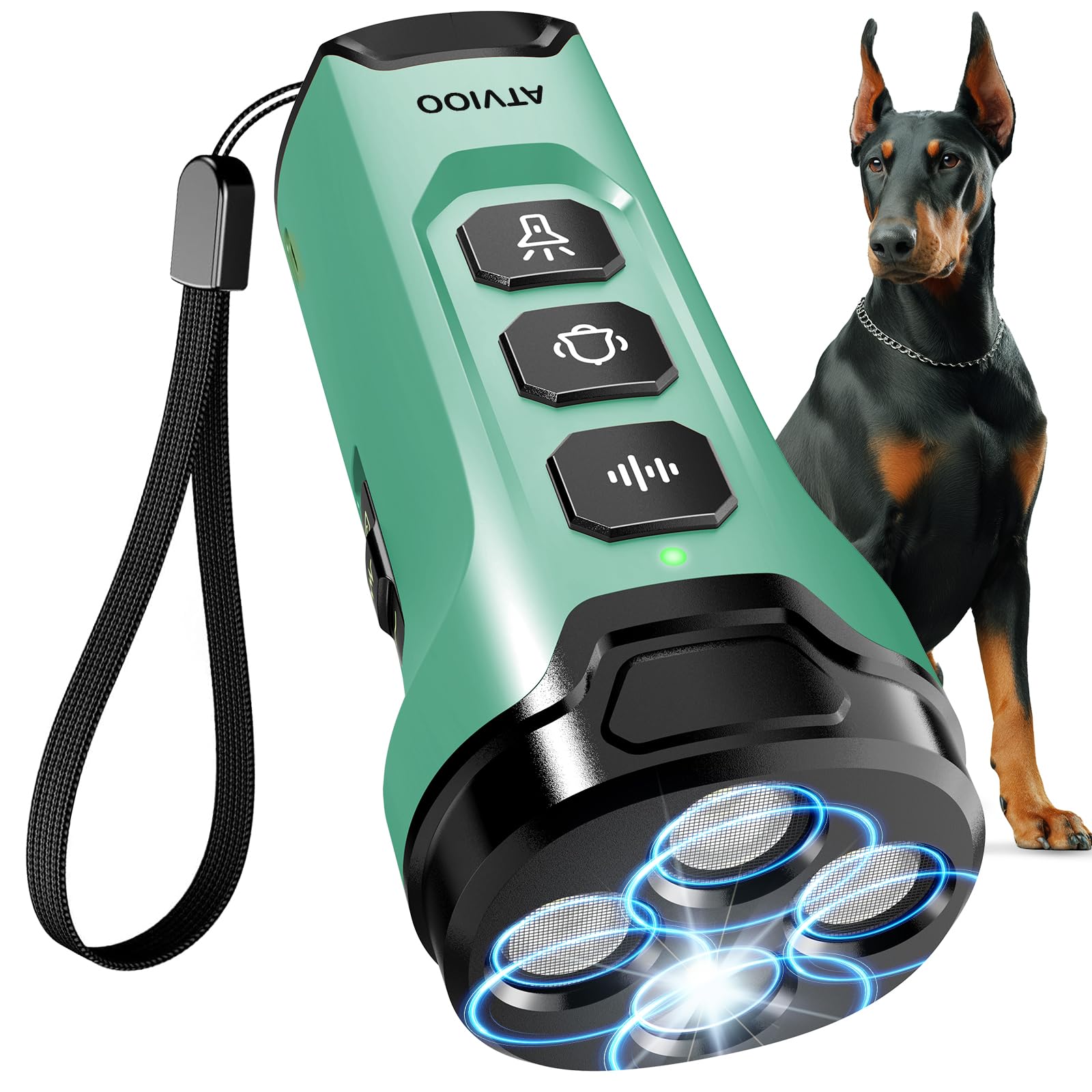 Anti-aboiement chien ultrason avec 3 émetteurs vert clair