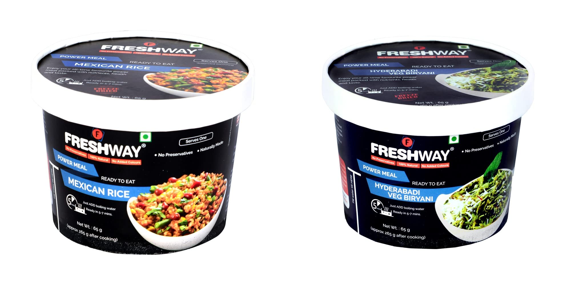 Freshway Mexican Rice - Veg Hyderabadi Biryani, Combo Pack of 2 Ready to Eat Freeze Dried Products with No Added Preservative & Colors (B07QQ13R2N) Amazon Price History, Amazon Price Tracker