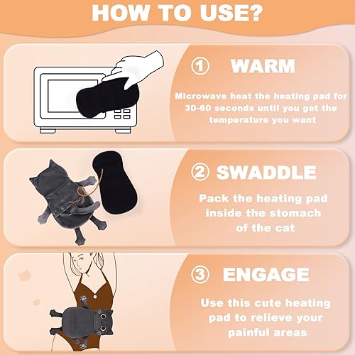 Miniatura 6 de Almohadilla térmica para microondas para aliviar el dolor de calambres, 16 x 12 pulgadas, almohadillas térmicas menstruales húmedas para el período