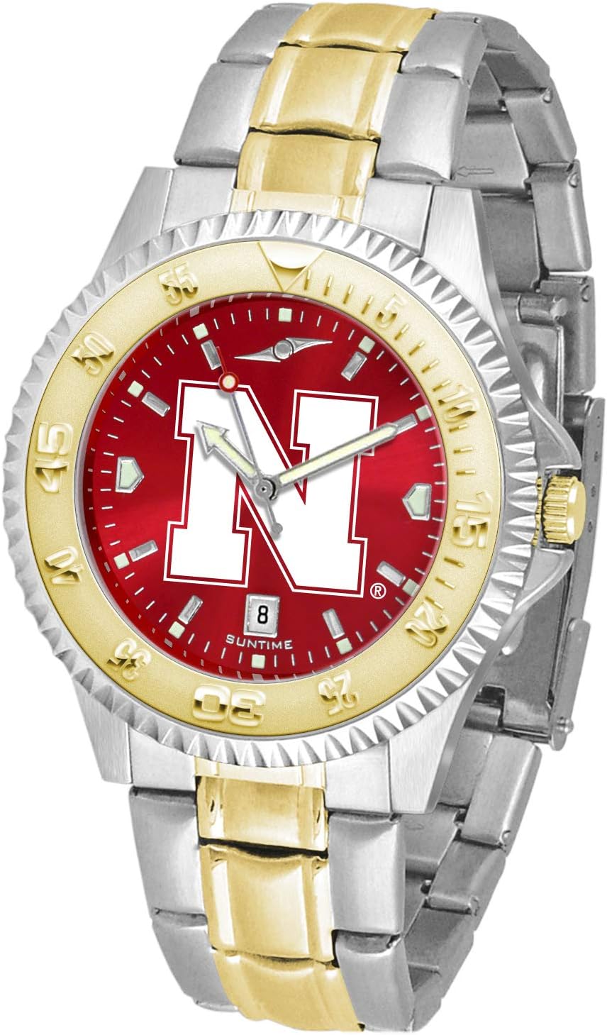 SunTime Nebraska Cornhuskers Men's Competitor Steel Watch Two-Tone Gold/Silver with Anochrome Dial