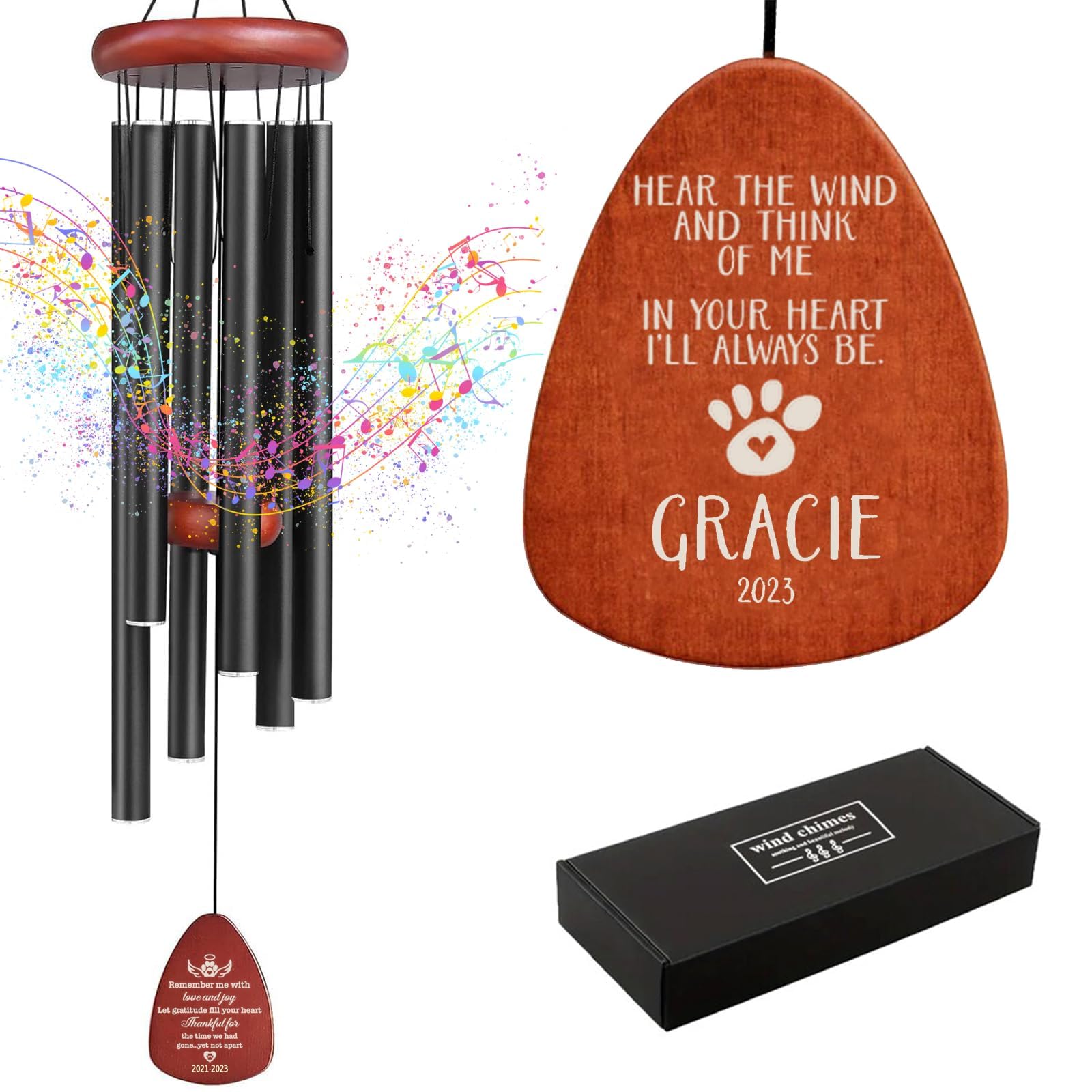 Campanas de viento conmemorativas personalizadas para mascotas, regalos conmemorativos para perros por pérdida de perro, regalo de duelo de recuerdo de perros, regalos personalizados de condolencias