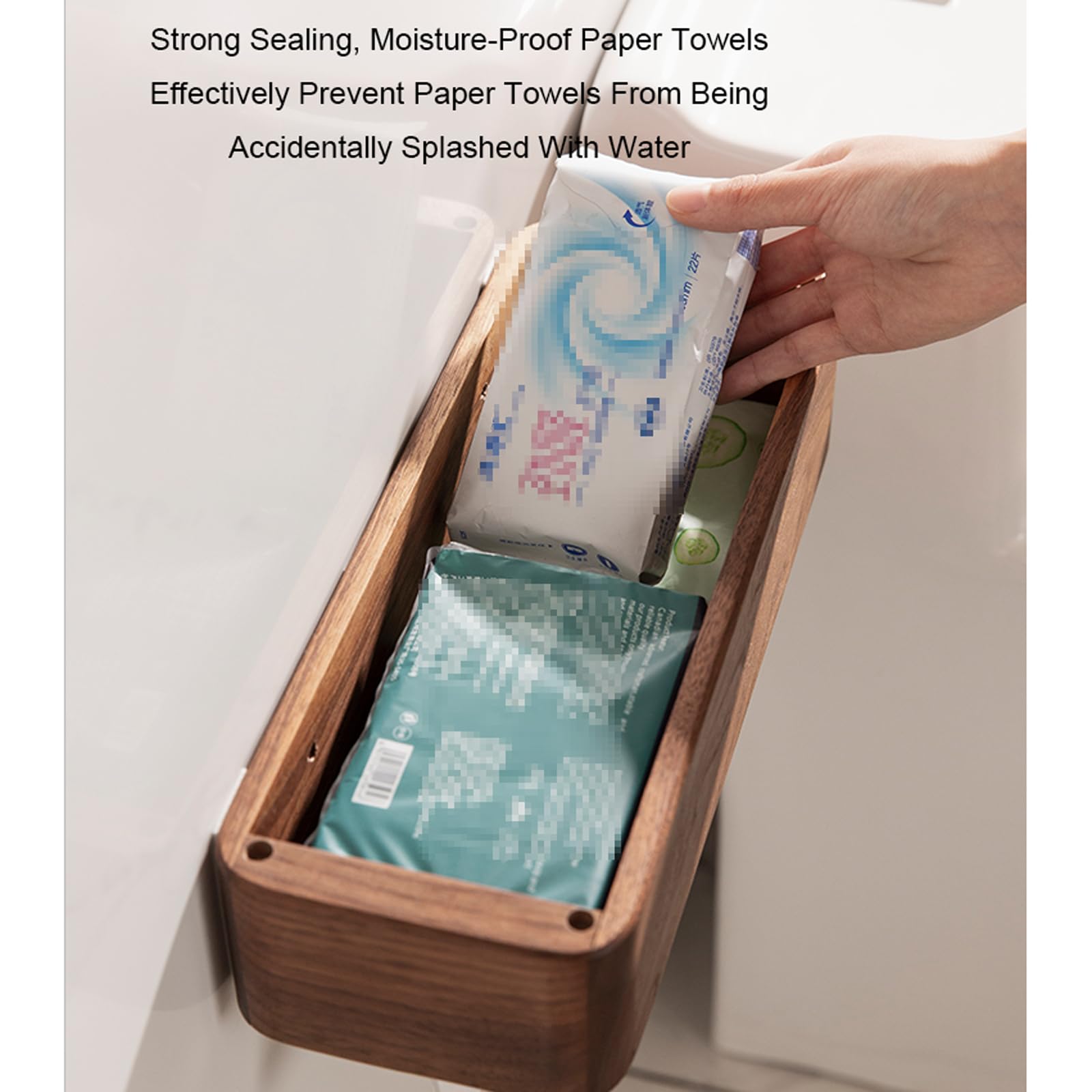 Distributore di Carta igienica Commerciale in Noce Nero - Portasciugamani in Legno massello per Carta igienica multipiega, a C, a Z e a Tre Ante - Elegante Accessorio per Bagno e Toilette (7