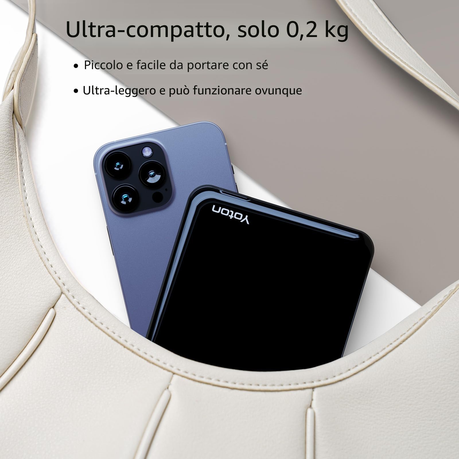 Yoton Mini Proiettore Portatile Y200 DLP, Videoproiettore con Batteria 3400mAh, Proiettore Silenzioso per Home Cinema/Campeggio, HDMI Compatibile PS5/Switch, Treppiede Incluso 2 Anni Garanzia