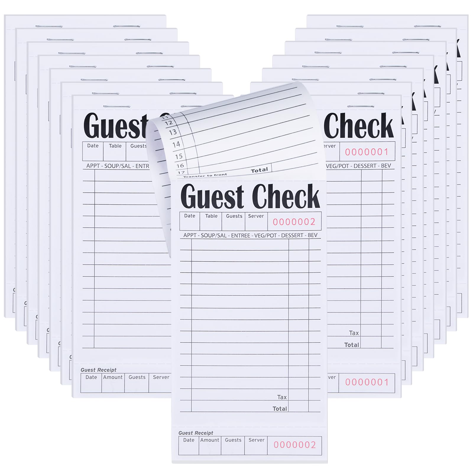 Chequeras de invitados para servidores, blocs de notas, chequera de camarera, bloc de notas de camarera para restaurantes, cheques de papel, 50 hojas/paquete, total de 300 boletos (blanco)