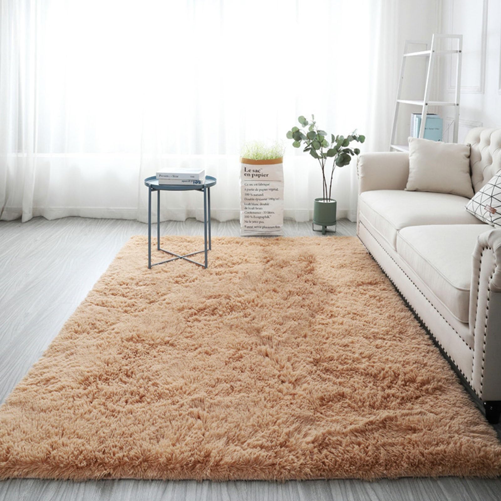 Tapis salon shaggy 190x290 à poils longs doux et moderne