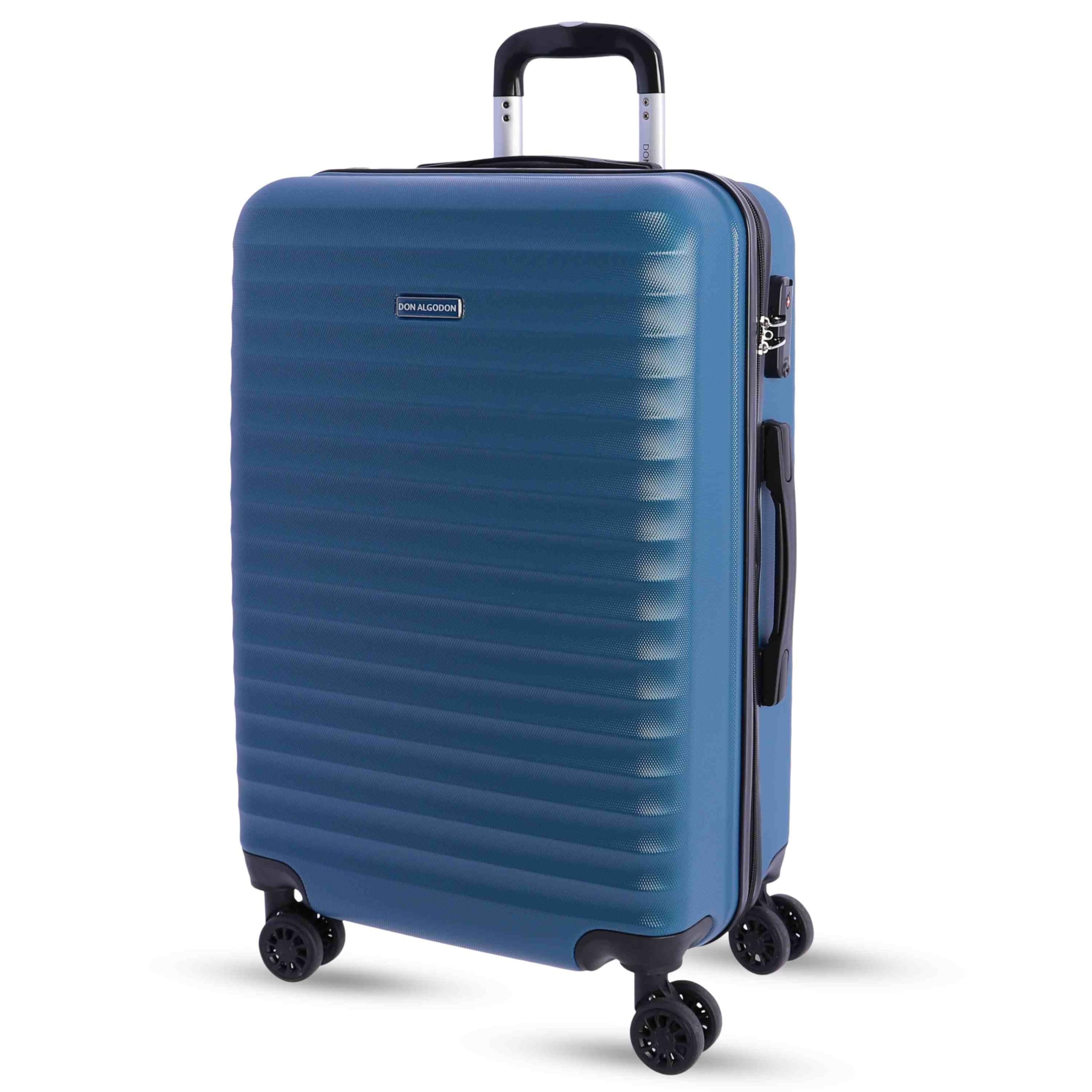 DON ALGODON Medium Suitcase 23 kg | Rigid Travel Suitcase with 4 Double Wheels 360º, TSA Lock and Telescopic Handle | Waterproof Luggage for Airplane Travel, blue, Classic - 1