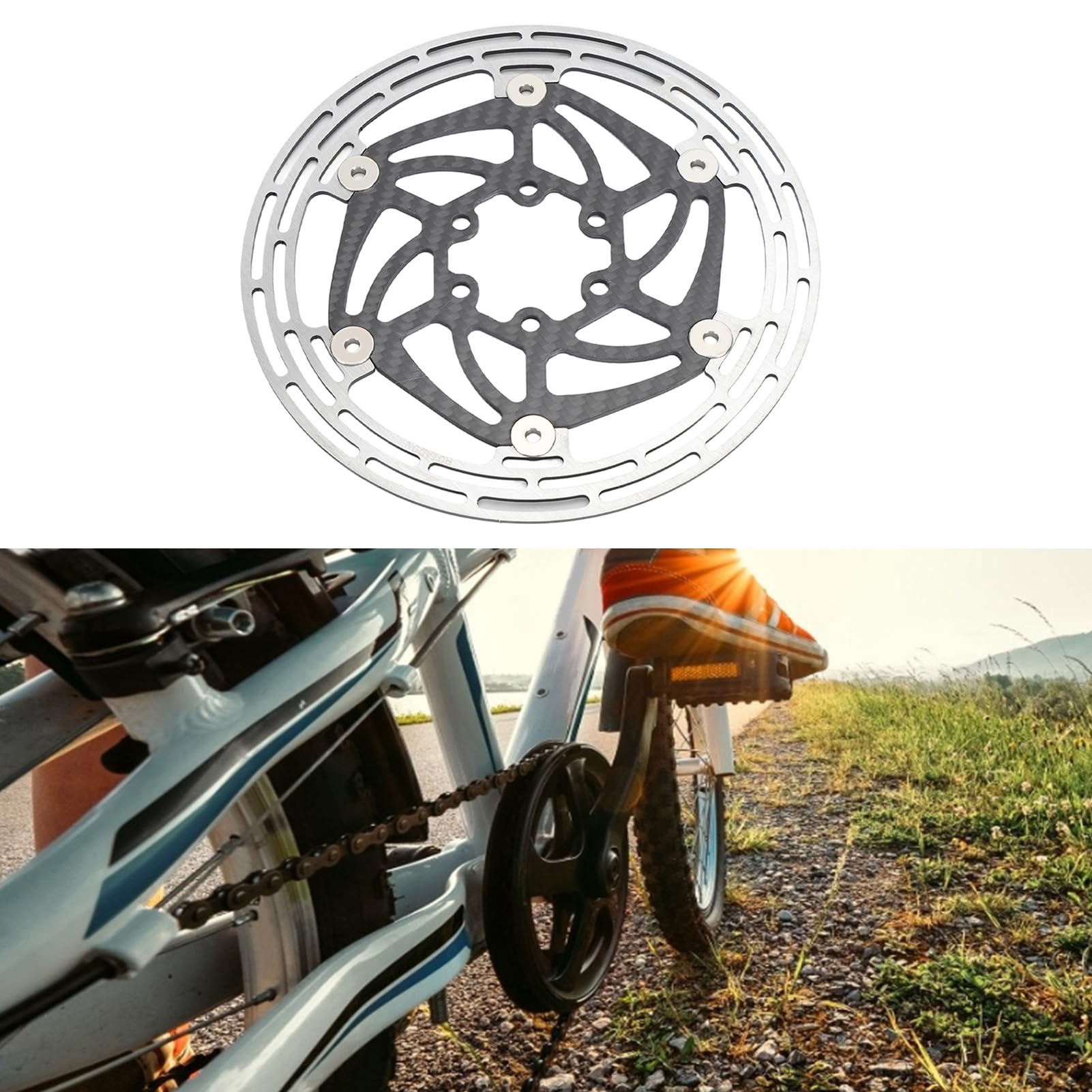 Rotor de Freno de Disco, Rotor de Freno de Disco Flotante con 6 Pernos para Acero de Fibra de Carbono de Carretera de Montaa