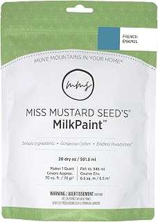 Miss Mustard Seed's MilkPaint for Furniture, Wood, Cabinets, Walls, Brick, and Stone, Water Based, All Natural, Eco Friendly, Organic, No VOCs (French Enamel, Quart)