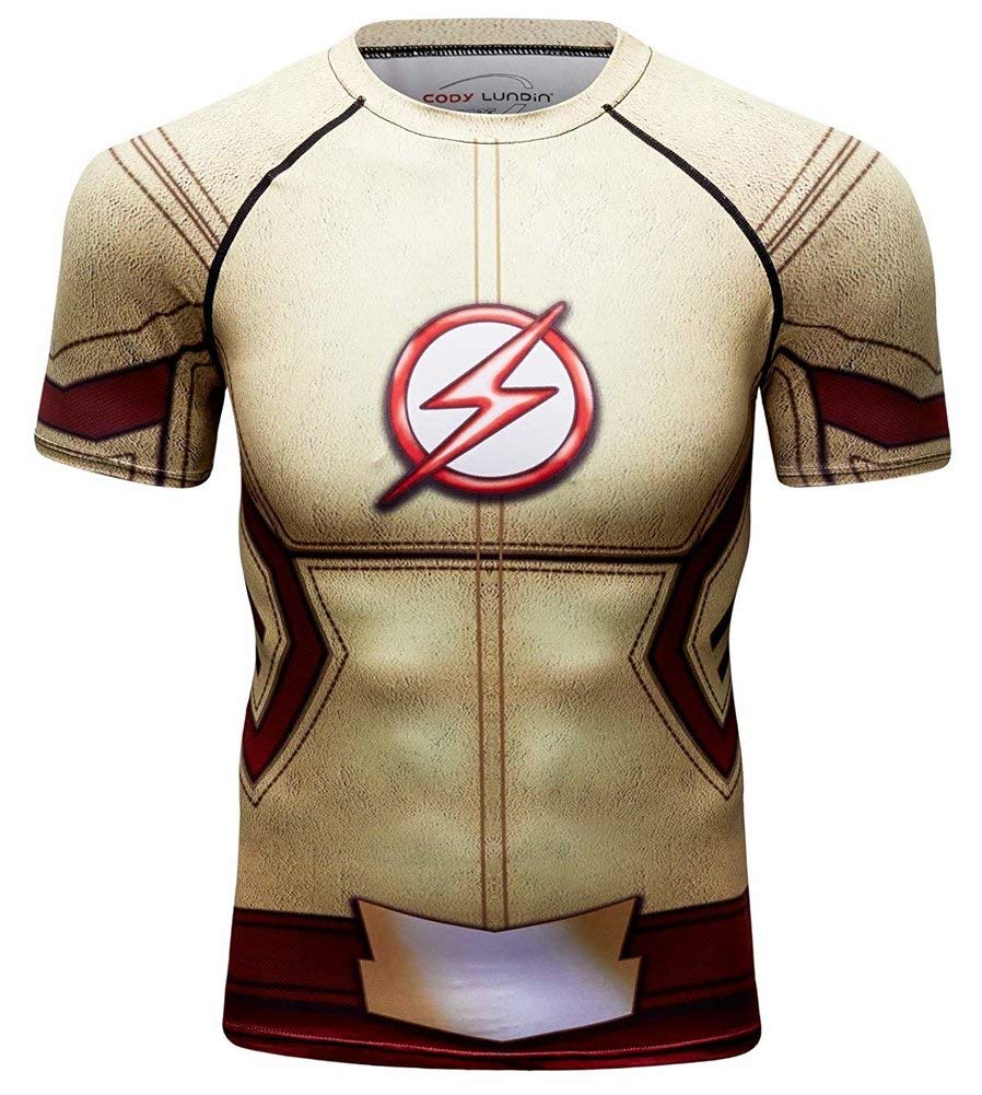 Cool Men's Flash Gym Shirt Cool Marvel Superhero Cosplay Shirt