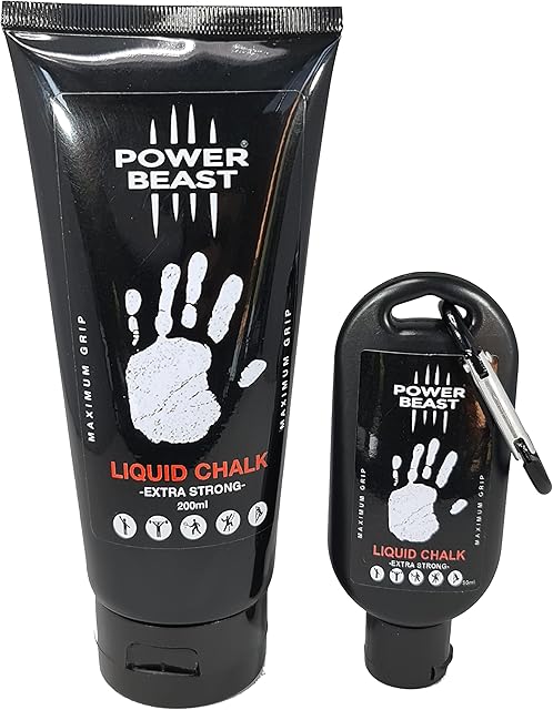 POWER BEAST Liquid Chalk, Sport Chalk, No More Sweat, Extreme Grip, Gym, Rock Climbing, Tennis, Padel, Calisthenics, Weightlifting, Climbing, Pole Dance, Bodybuilding, Cross Training + 50Ml.