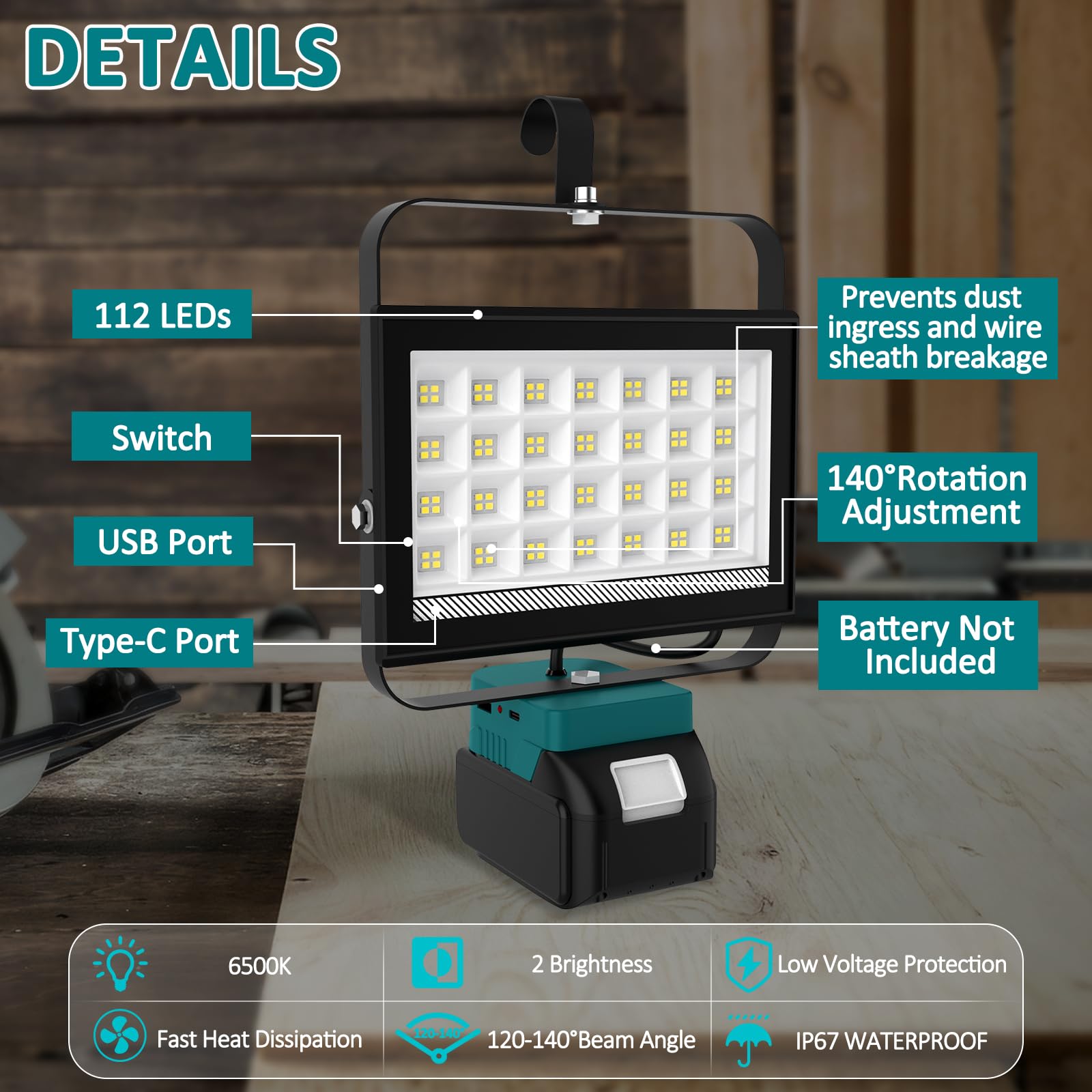 FARETTO PORTATILE A LED A BATTERIA PF 1000 MA 1000lm IP65 - Shop Edil5C