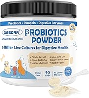 Vista 1 de Probióticos para perros, polvo probiótico con calabaza, prebióticos y enzimas digestivas, 6 mil millones de CFU probióticos para perros