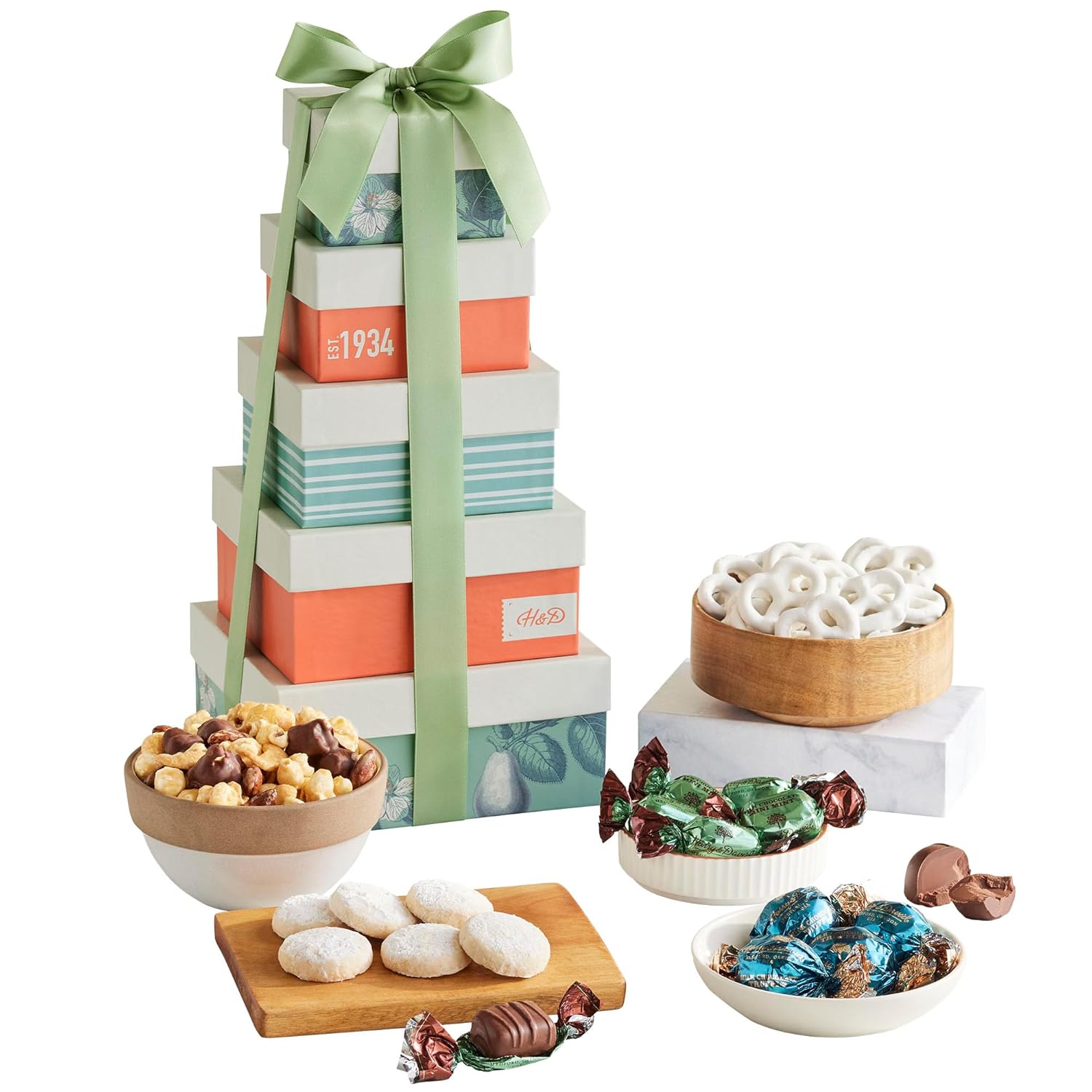 Harry & David Tower Of Treats Sweet Chocolate Truffles & Popcorn Gift Tower, Chocolate Gift Tower, Popcorn Gift Basket, Great For All Occasions, Corporate Gifts