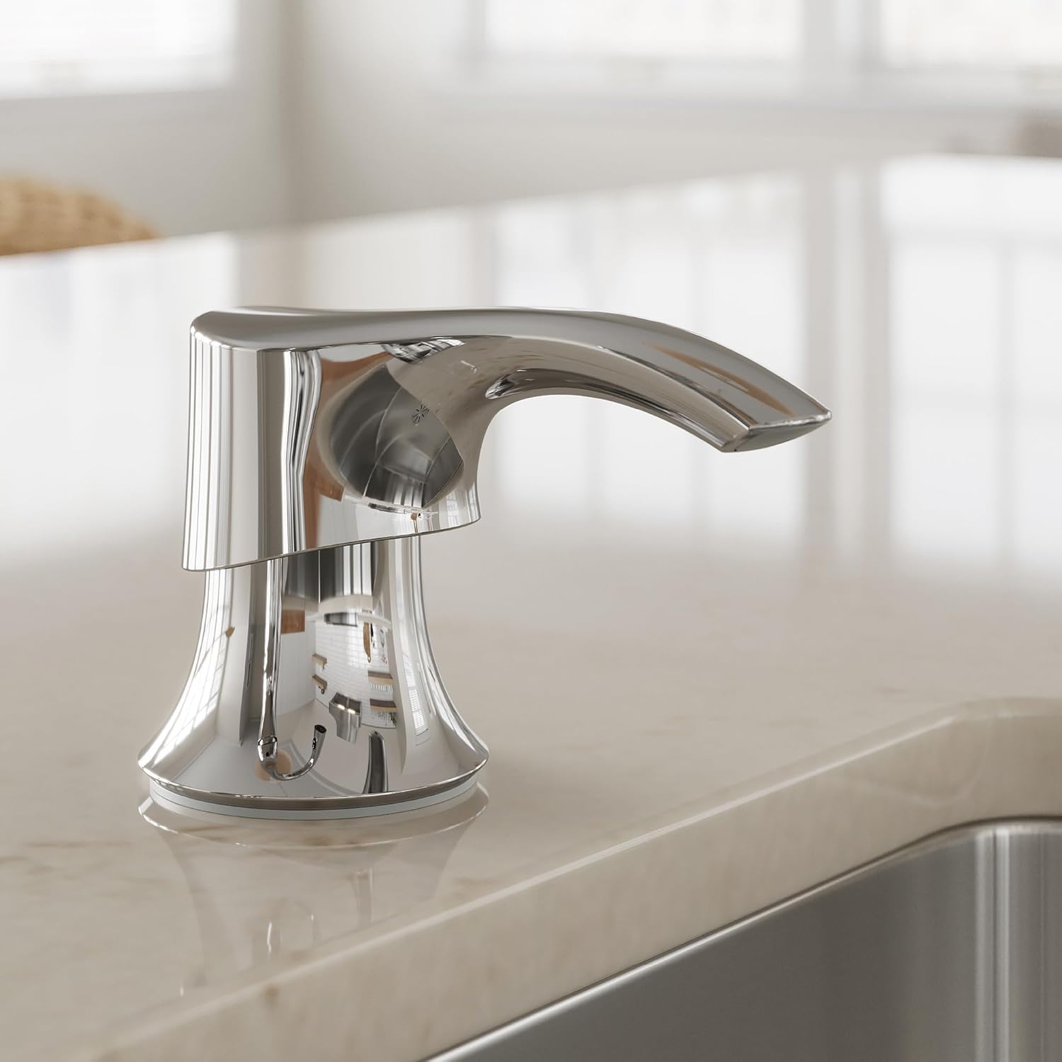 Pfister SoloTilt Soap Dispenser for Kitchen Sink, 16-Ounce Bottle Included, Polished Chrome Finish, KSDKEMC