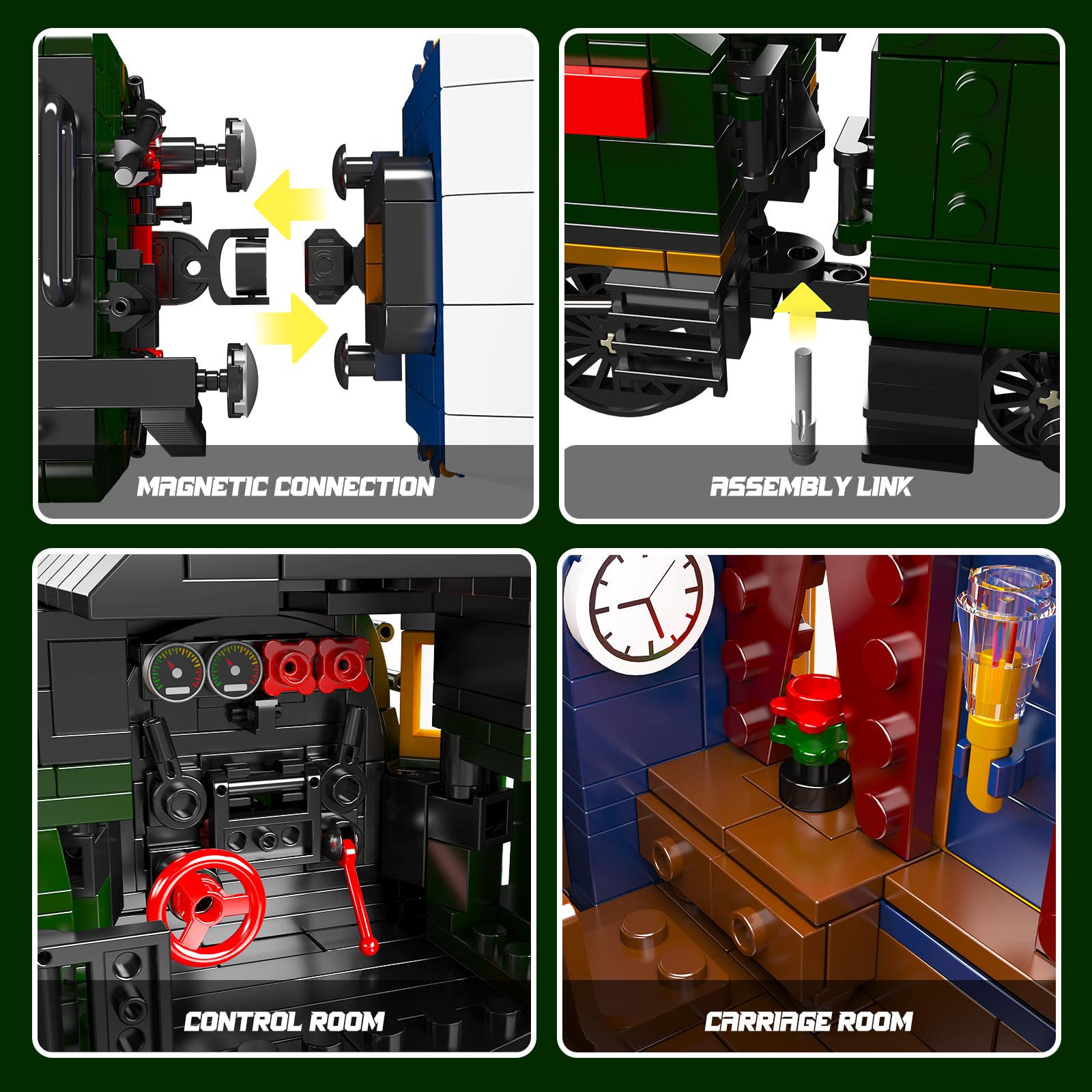 Mould King Technik Orient Express Dampflokomotive Bausatz | Ferngesteuert, LED-Beleuchtung, Für Erwachsene ab 14 Jahren, 3898 Teile